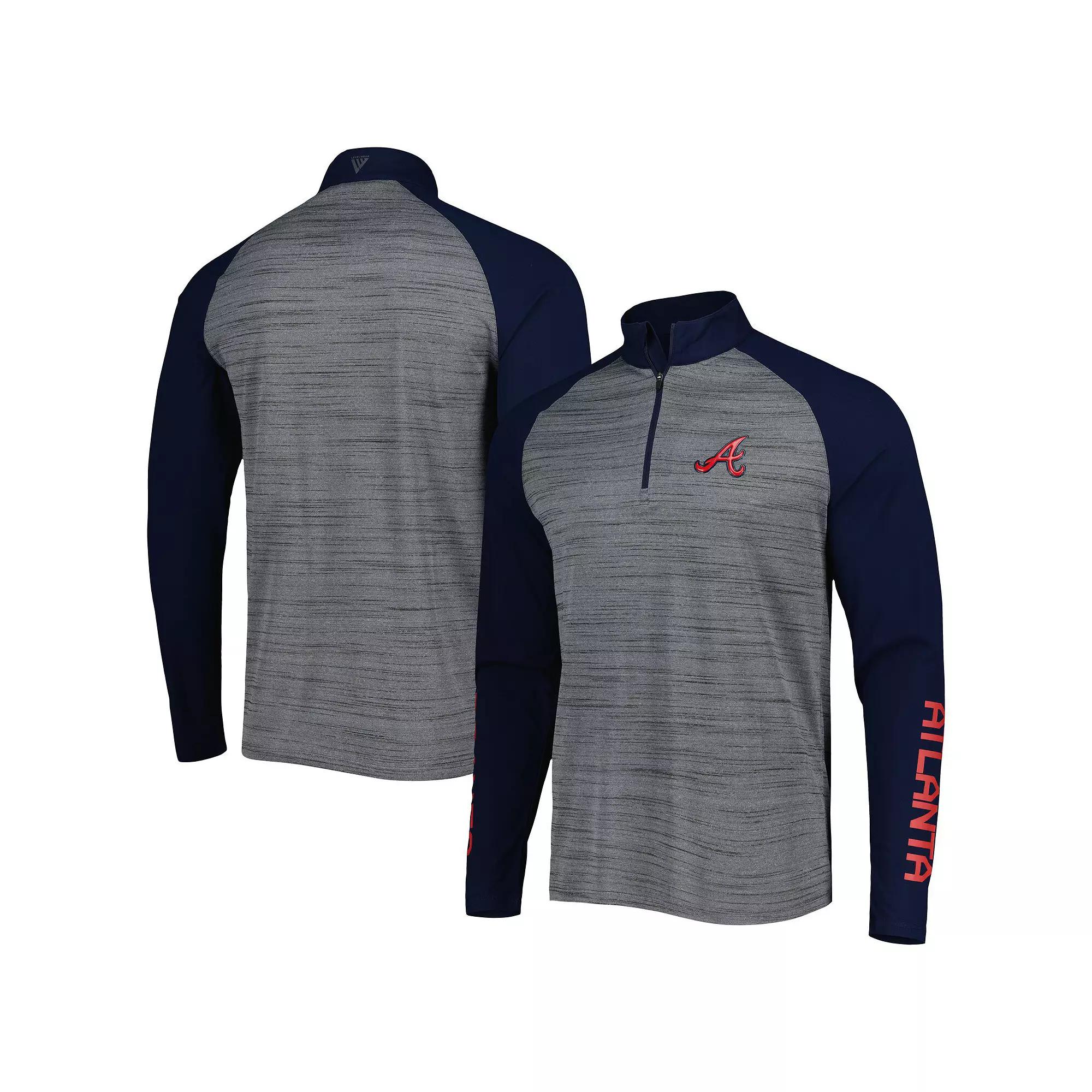 Men's Levelwear Heather Gray Atlanta Braves Vandal Raglan Quarter-Zip Top, Size: Small, Grey Product Image