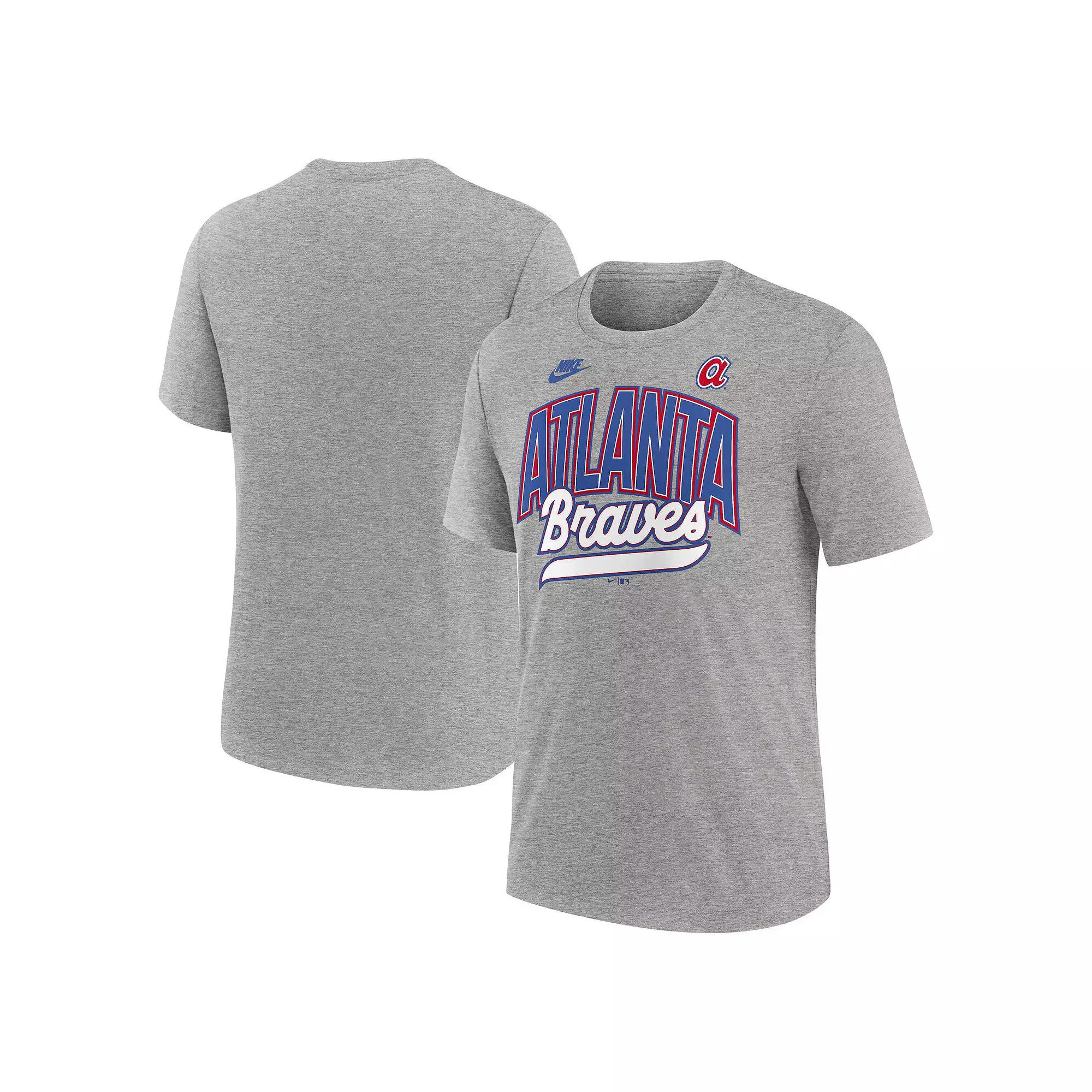 Men's Nike Heather Gray Atlanta Braves Cooperstown Collection Retro Tri-Blend T-Shirt,  Product Image
