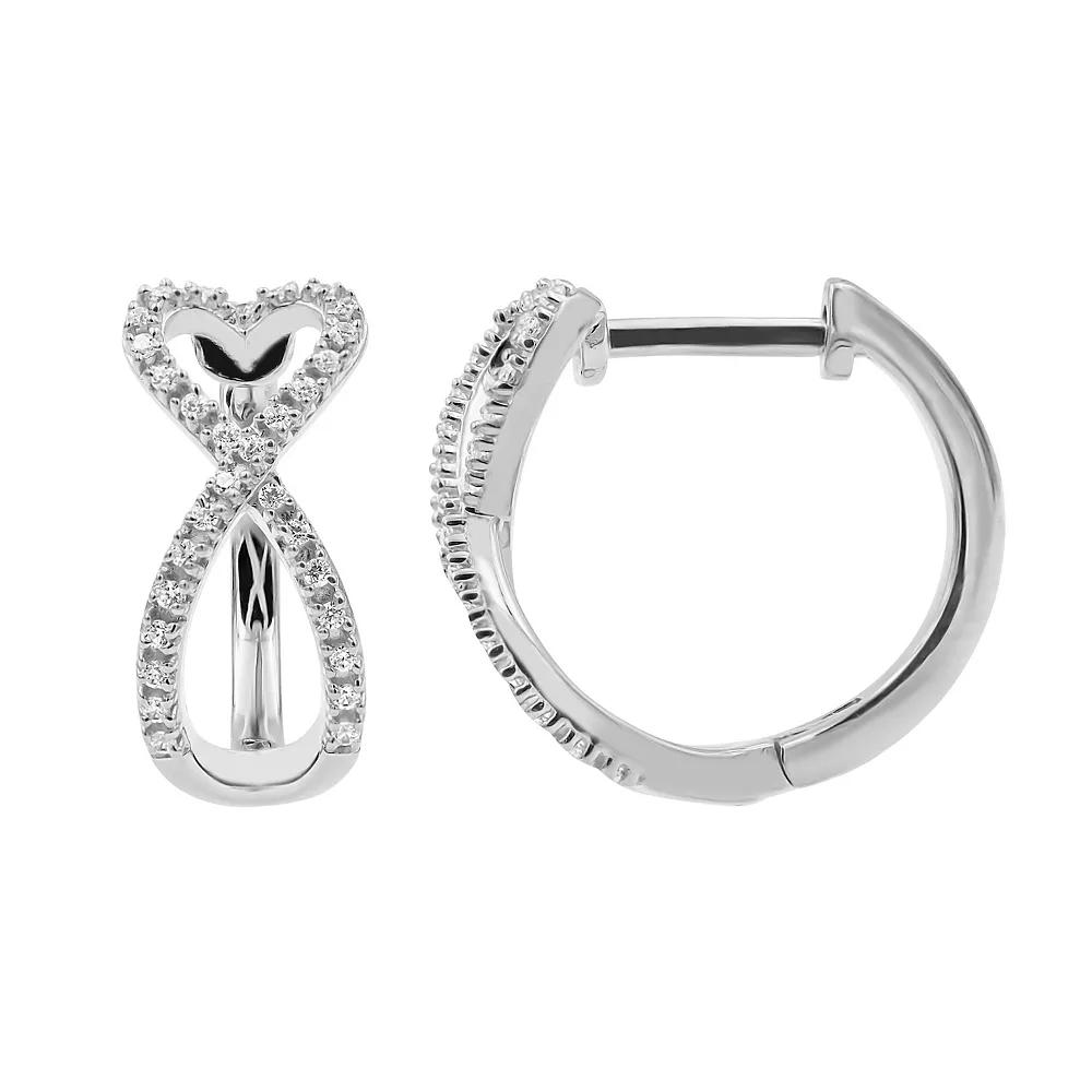 Sterling Silver 1/4 Carat T.W. Diamond Infinity Hoop Earrings, Women's, Sterlng Silver Product Image