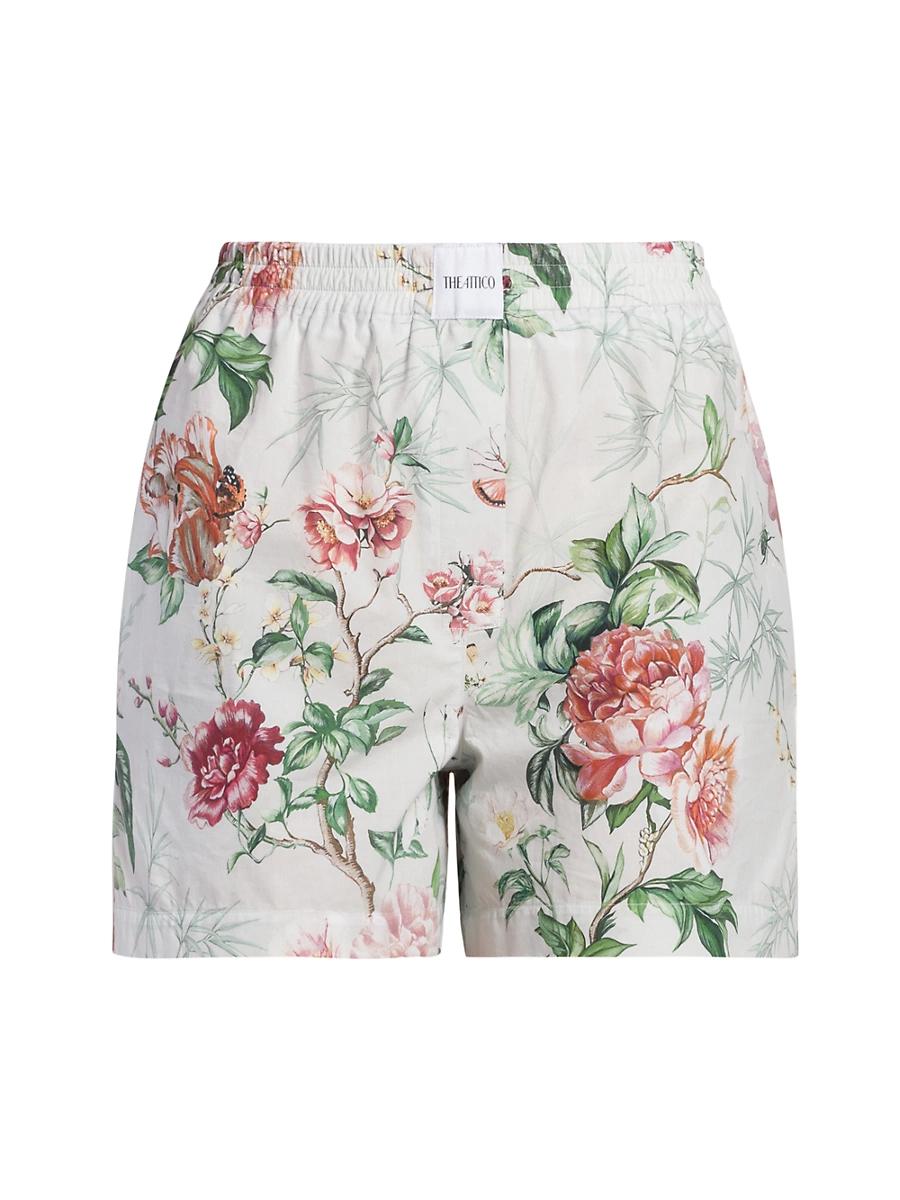 Womens Floral Cotton Shorts Product Image