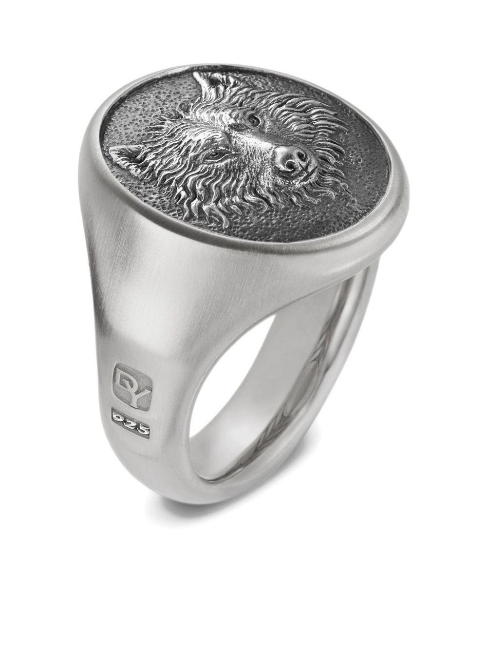 sterling silver Petrvs Wolf signet ring (21.5mm) Product Image