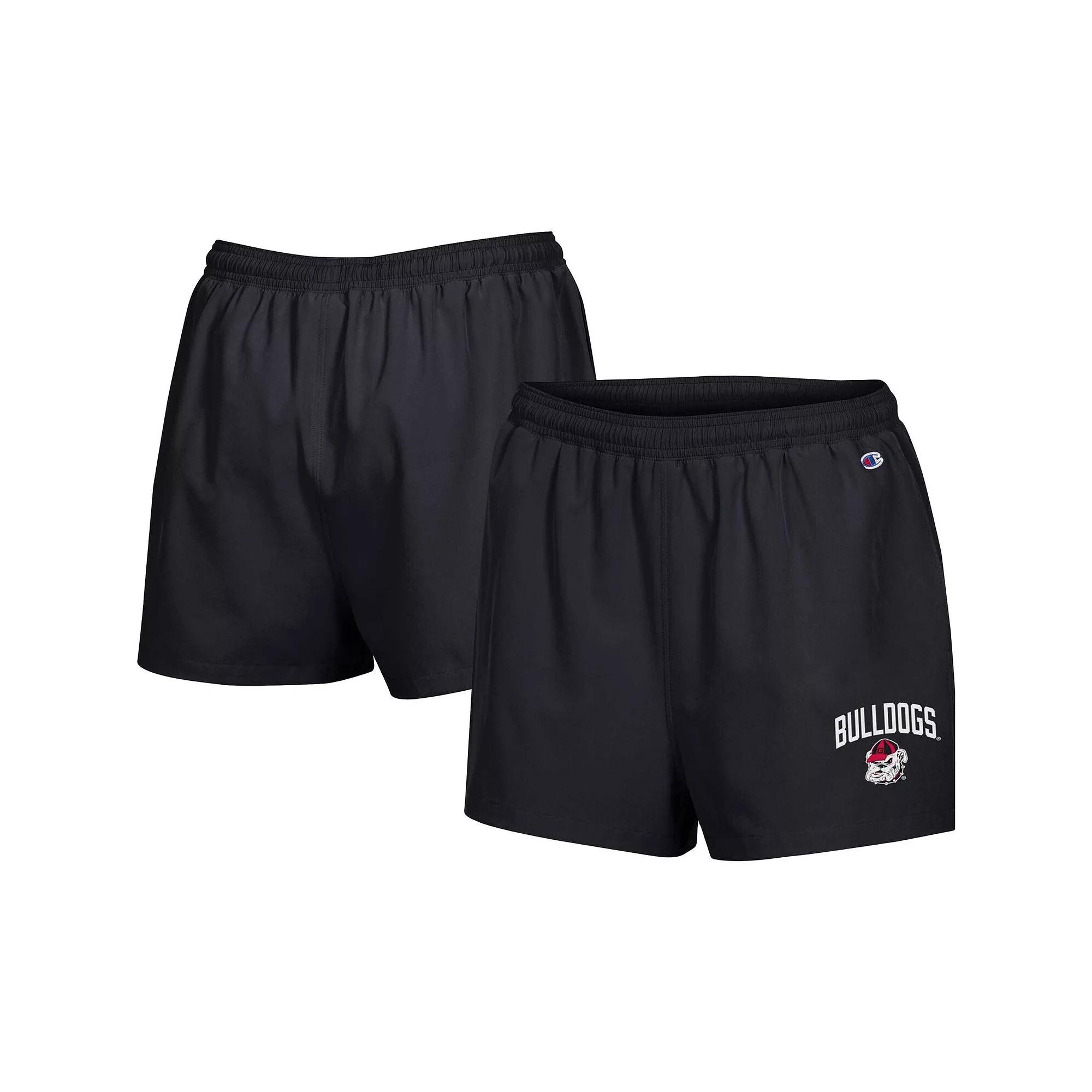 Women's Champion Black Georgia Bulldogs Football Fan High Waist Shorts,  Product Image