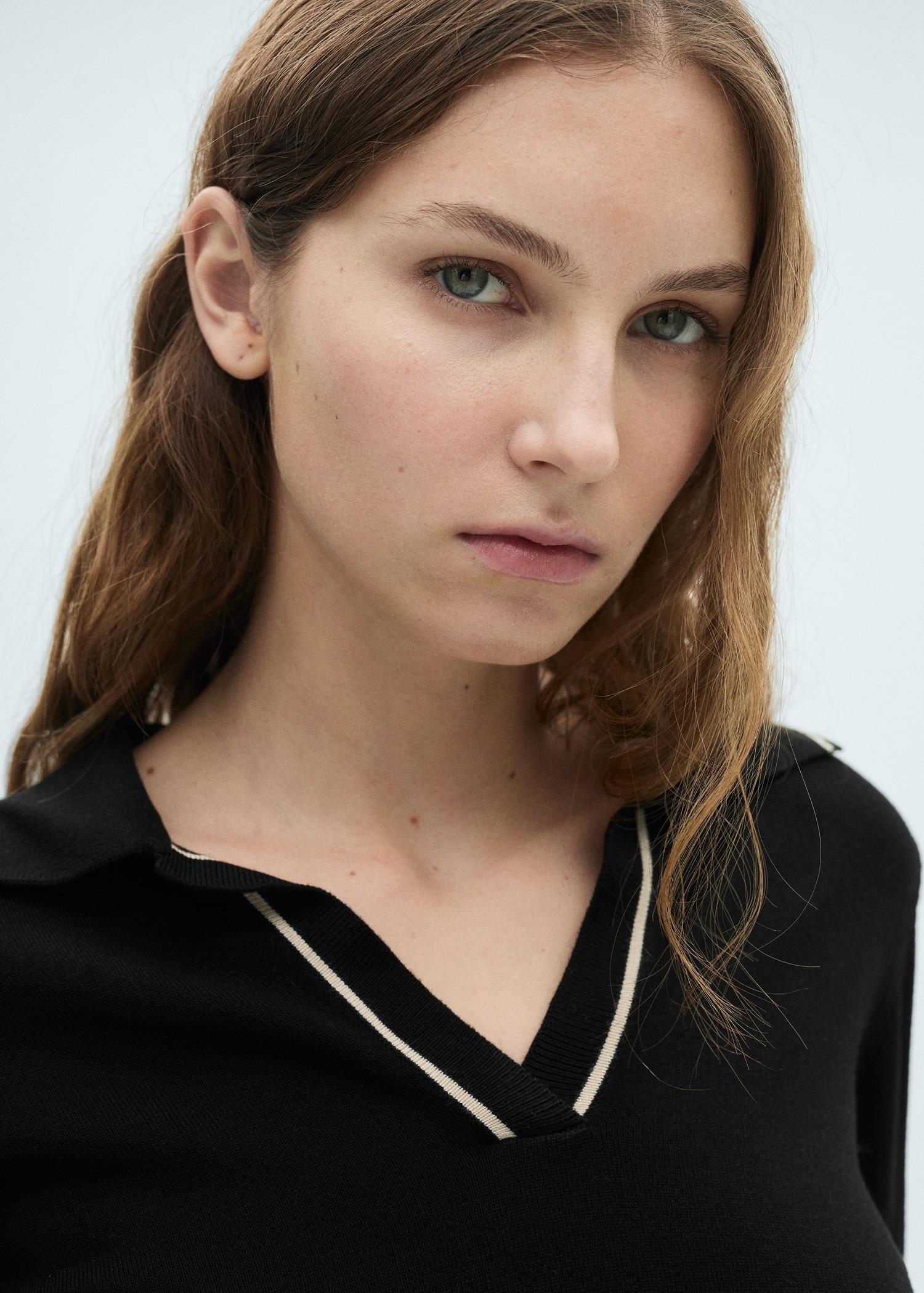 Sweater with contrasting lapels and trims - Women | MANGO USA Product Image