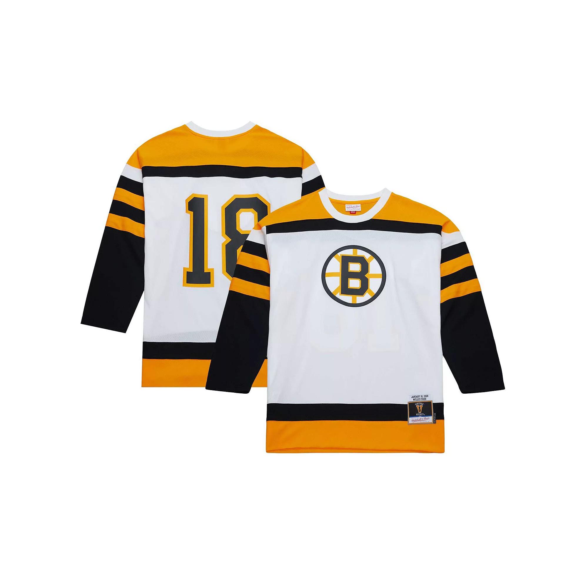 Men's Mitchell & Ness Willie O'Ree White Boston Bruins 1958 Blue Line Player Jersey, Size: Medium Product Image