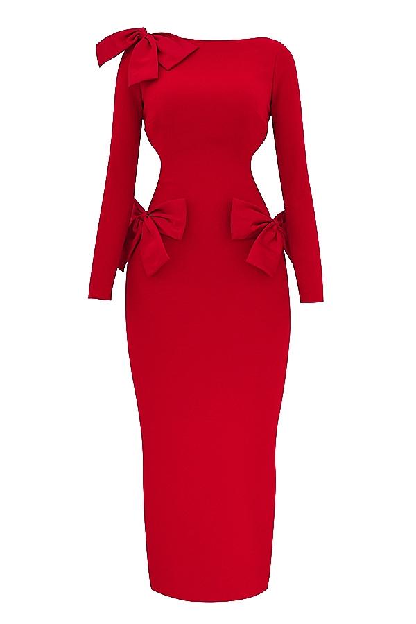 Lavele  red bow maxi dress Product Image