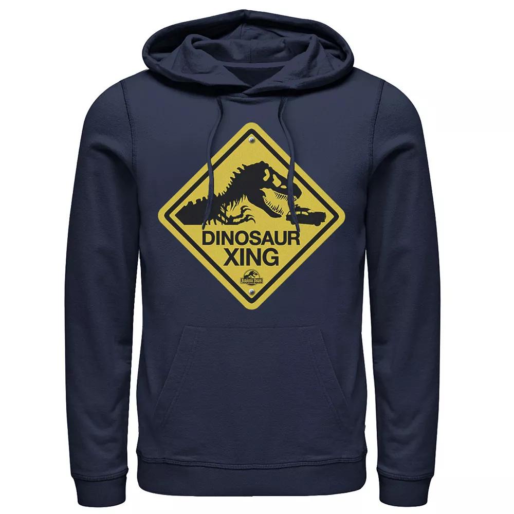 Men's Jurassic Park Dinosaur Crossing Yellow Sign Pullover Hoodie,  Product Image