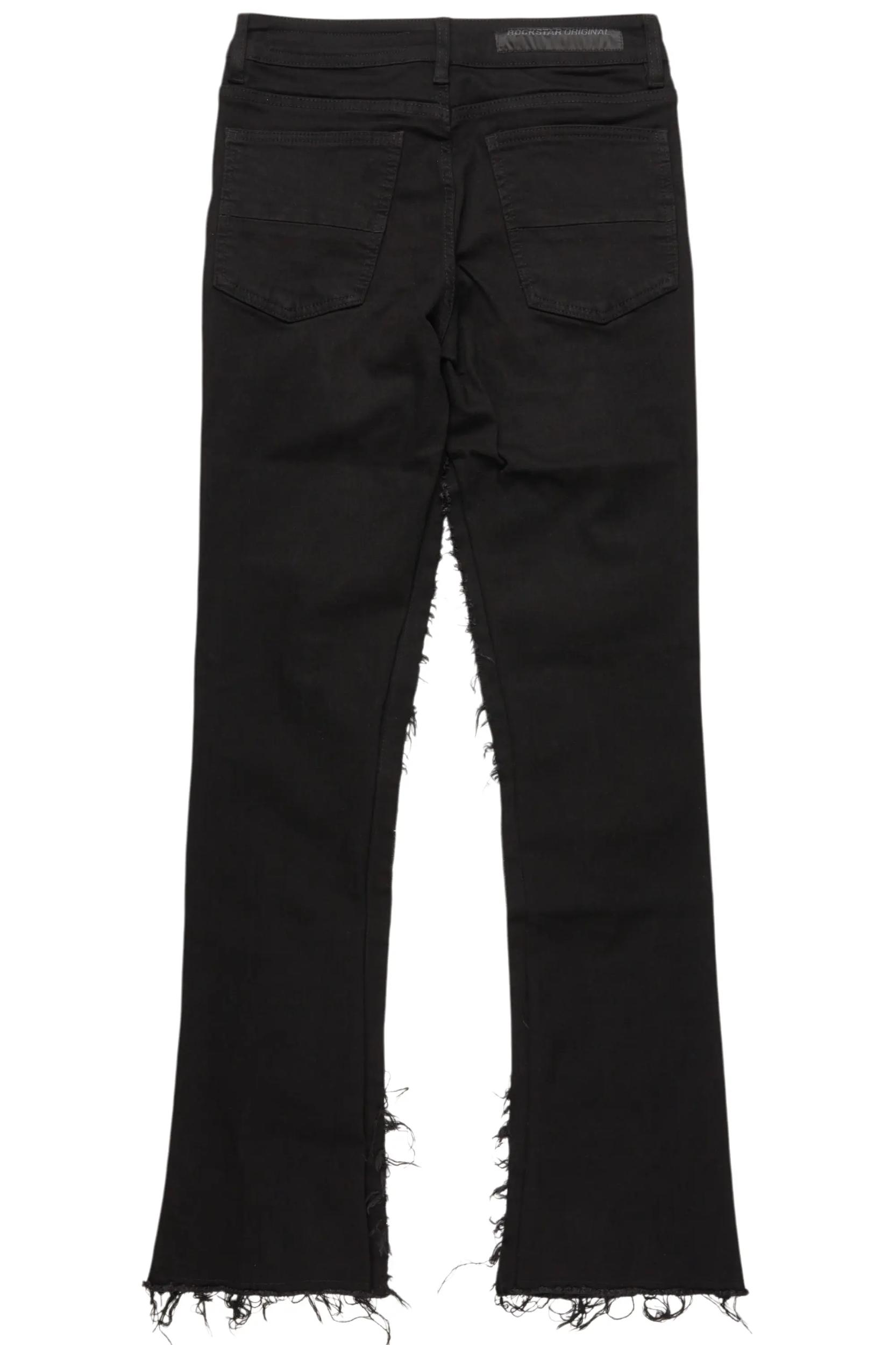 Vinson Black  Patchwork Stacked Flare Jean Male Product Image