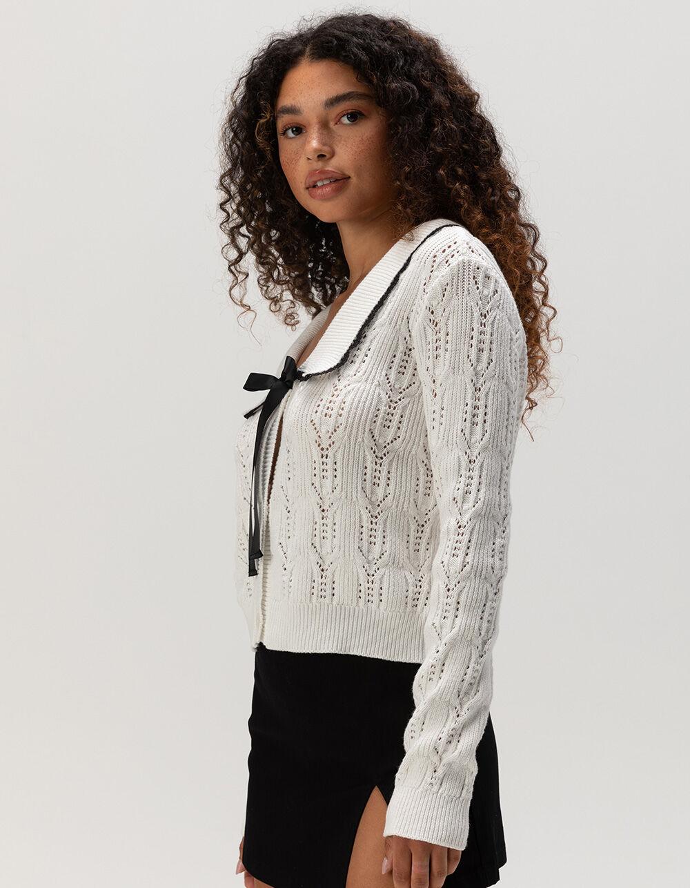 WEST OF MELROSE Collared Womens Cardigan - CREAM Product Image