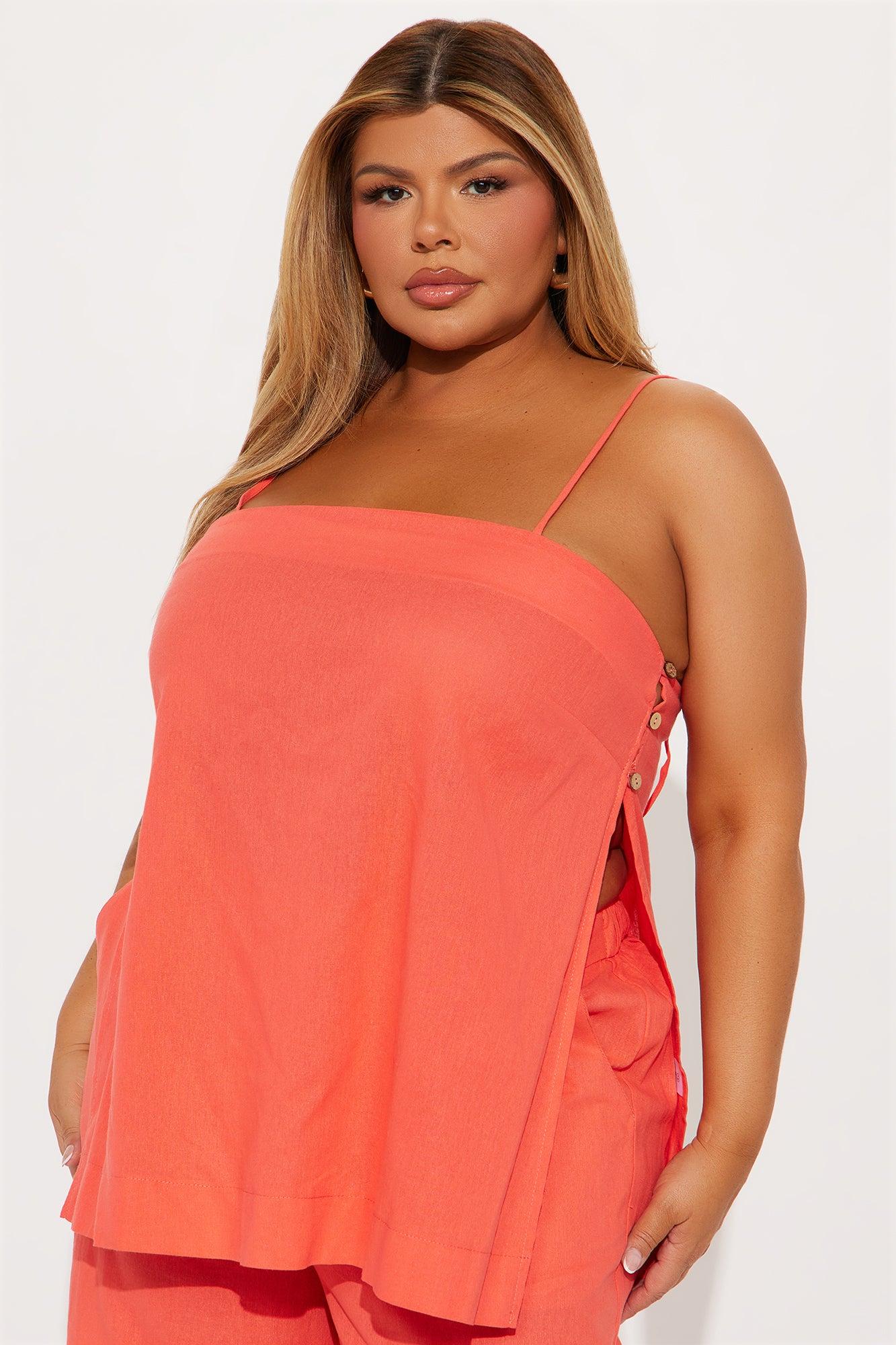 Kate Linen Pant Set - Coral Product Image