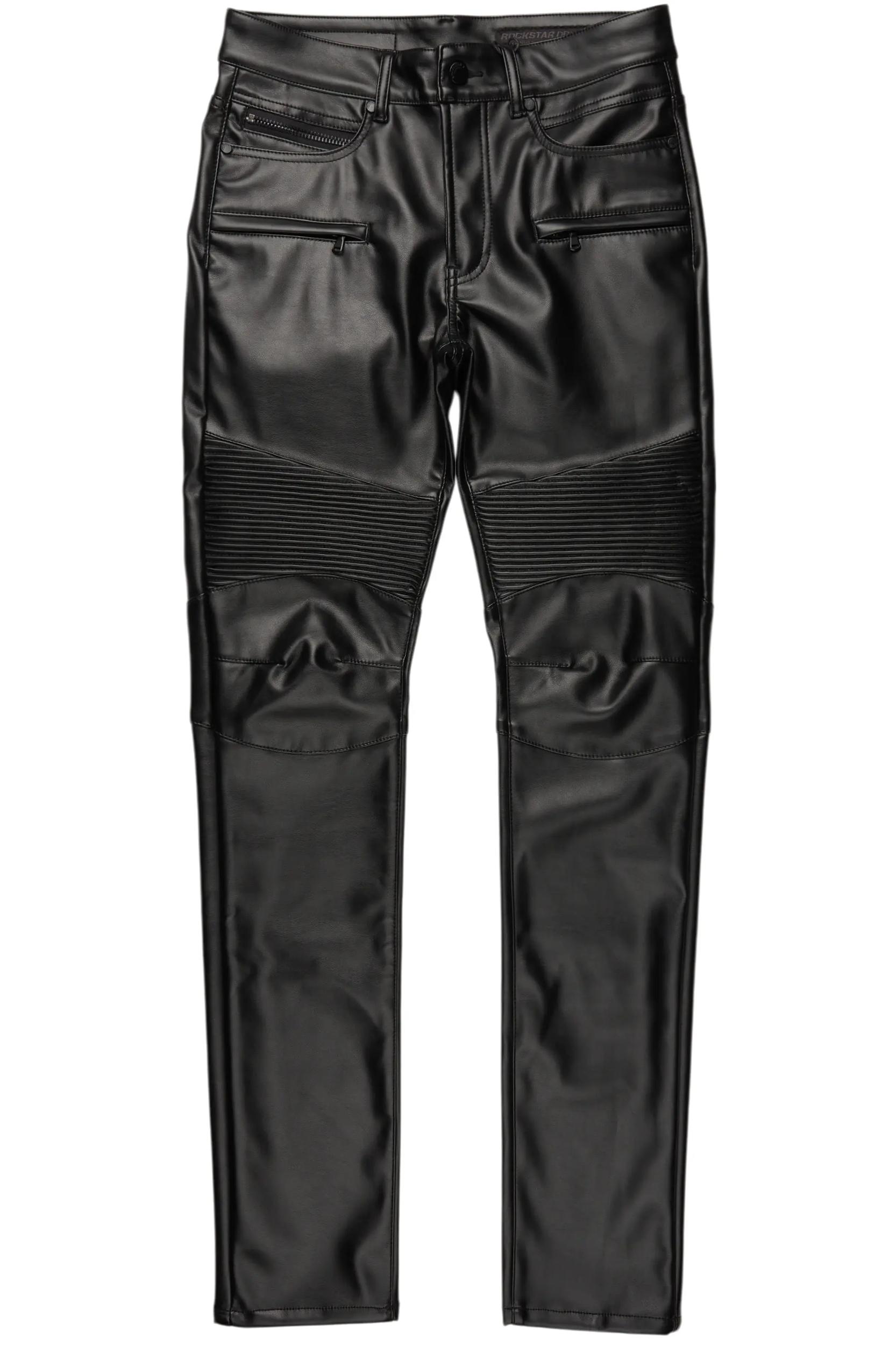 Richh Black PU Biker Jean Male Product Image