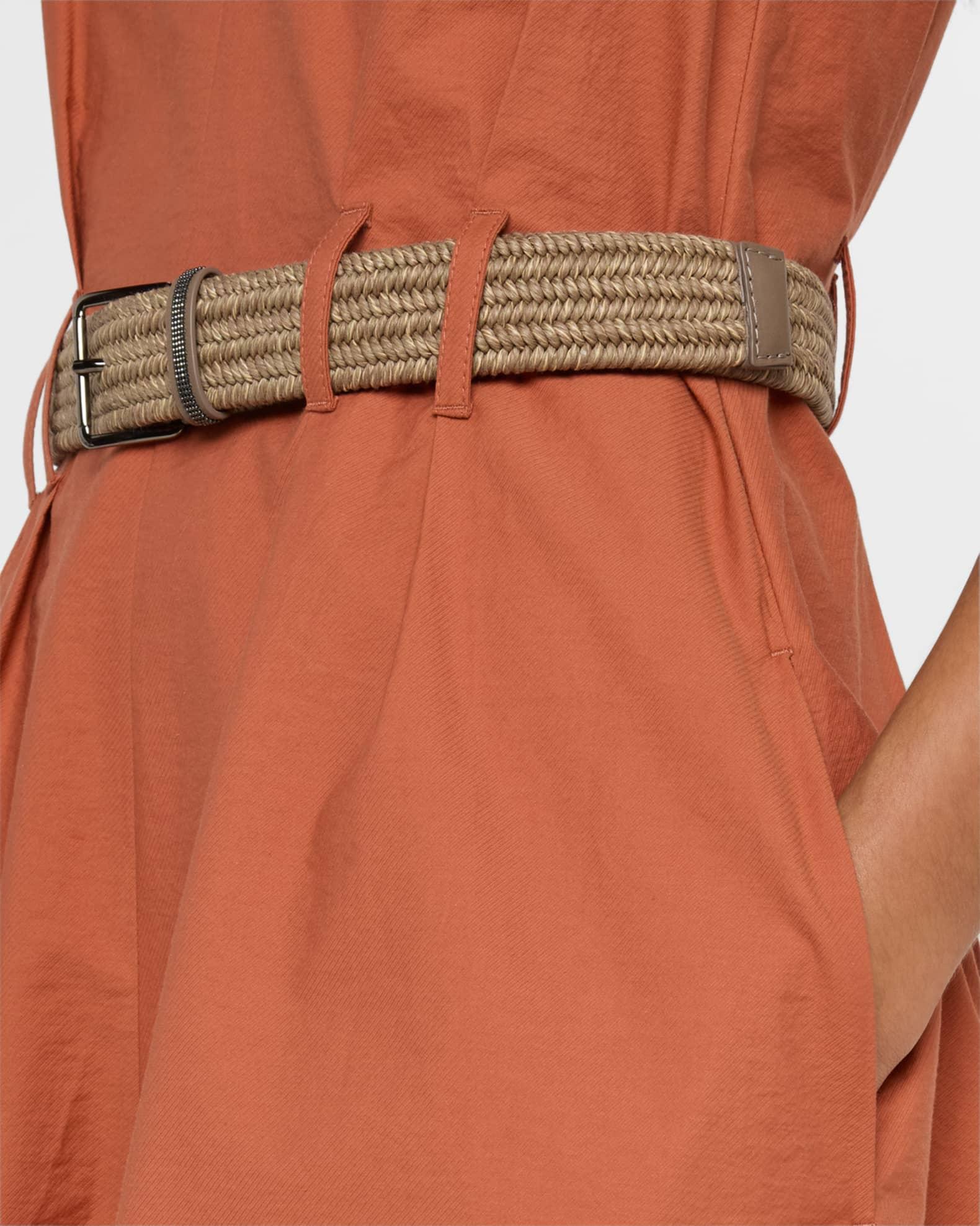 Sleeveless Belted Cotton Mini Dress Product Image