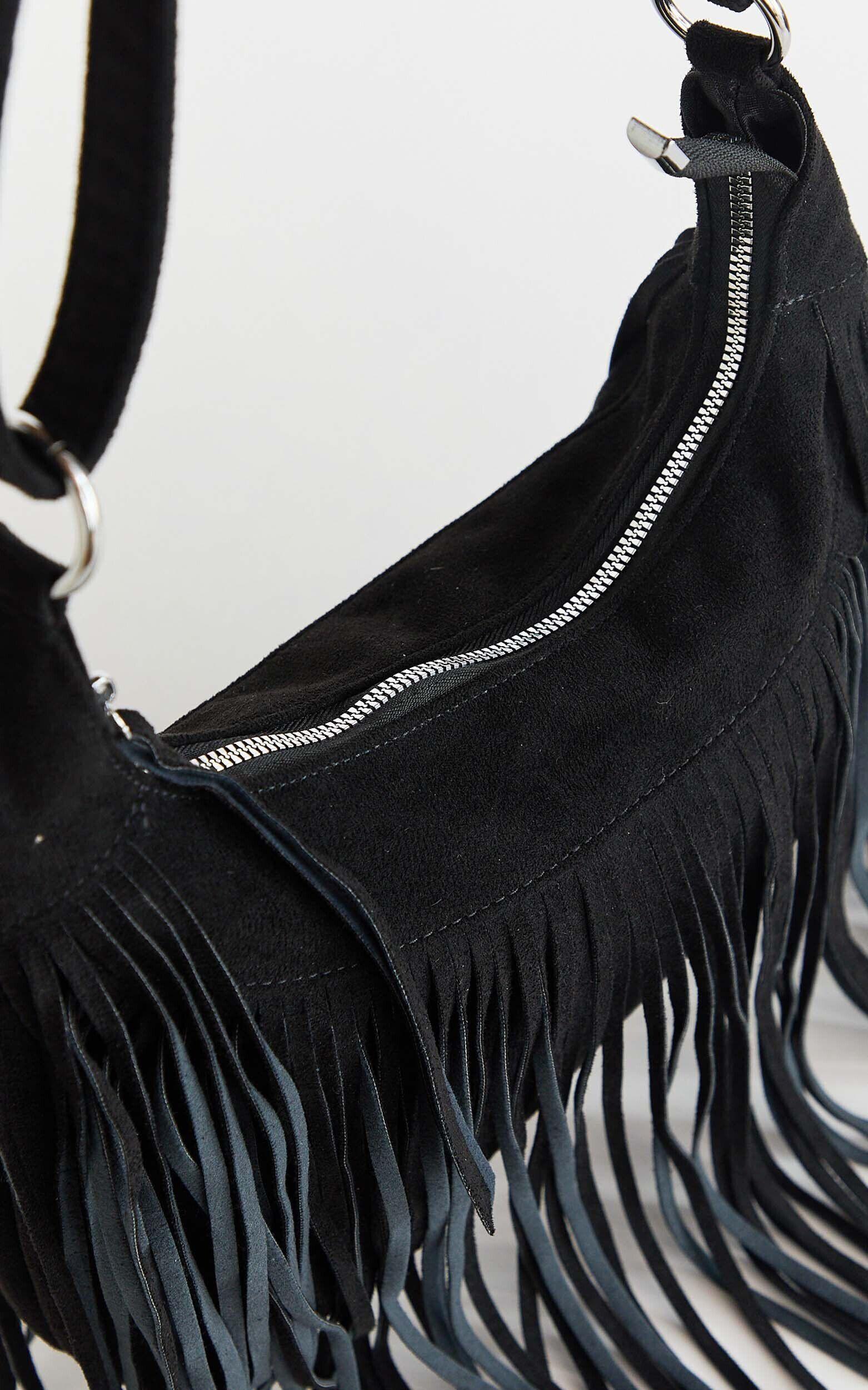 Frieda Bag - Fringe Crossbody Bag in Black Product Image