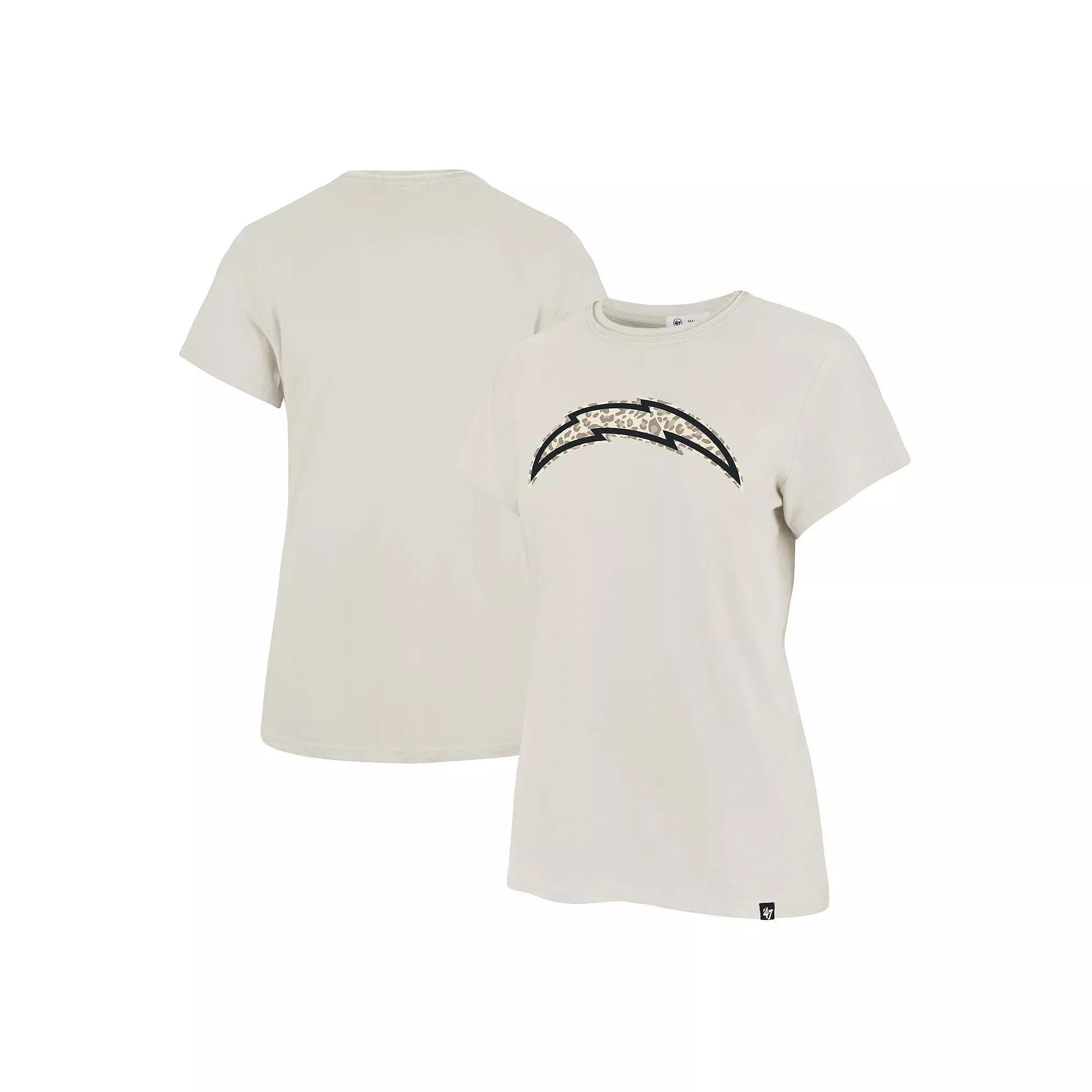 Women's '47 Cream Los Angeles Chargers Panthera Frankie T-Shirt,  Product Image