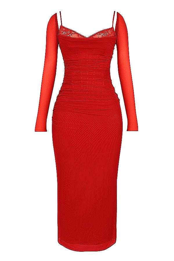 Katarina  scarlet long sleeve maxi dress Product Image