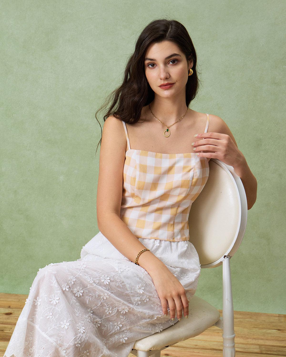 Yellow Plaid Cami Top Product Image
