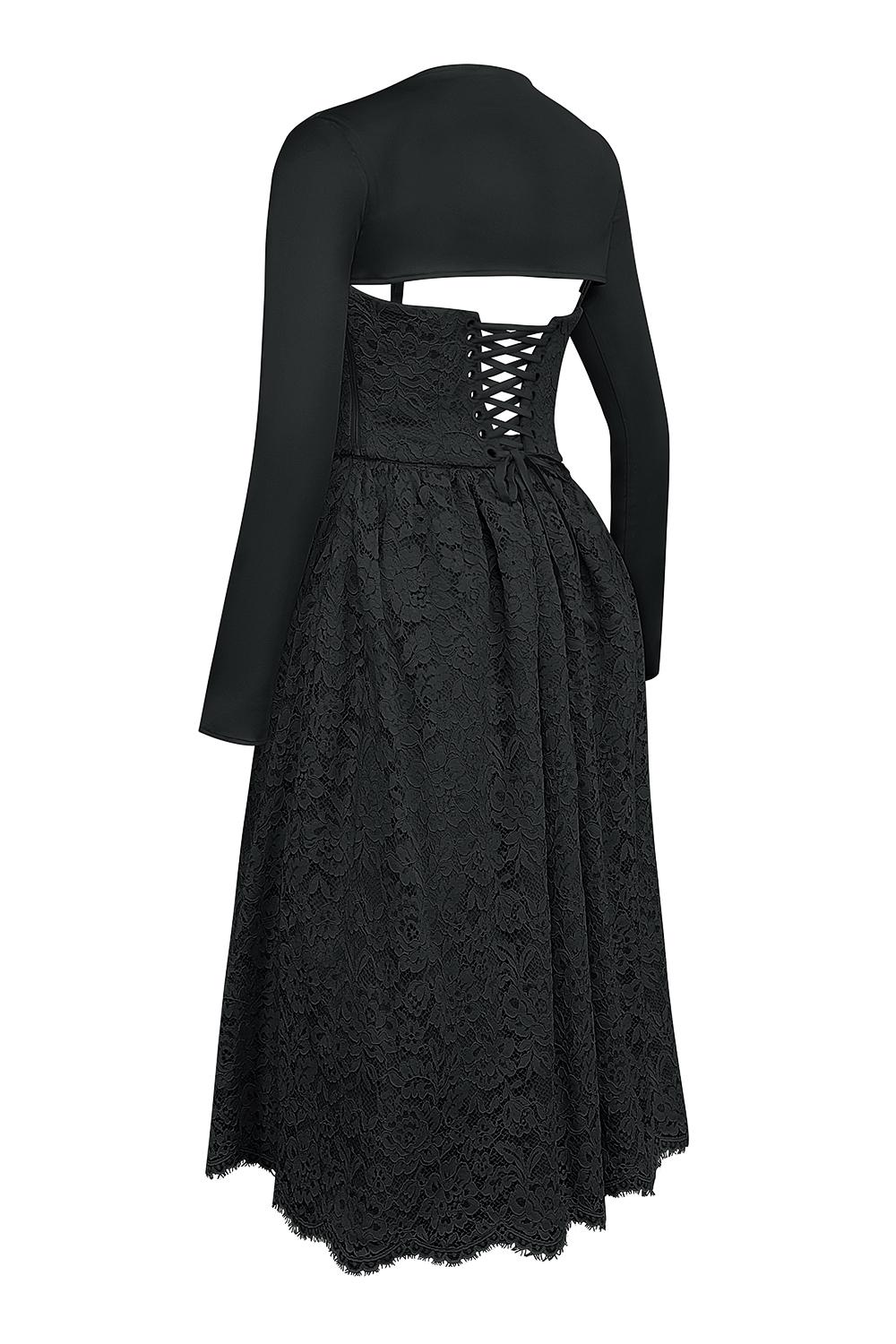 Duchess  black lace corset, skirt and bolero - sale Product Image
