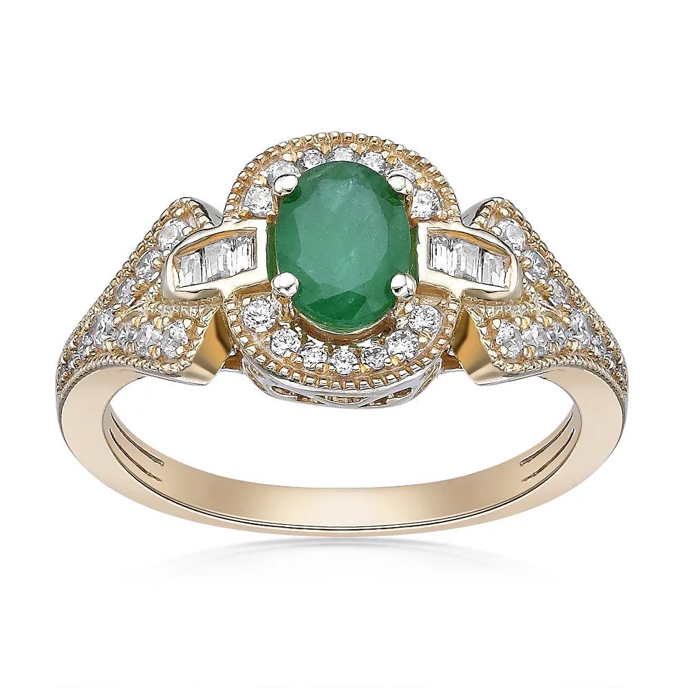 Gemminded 10k Gold Emerald & 3/8 Carat T.W. Diamond Ring, Women's, Size: 5 Product Image