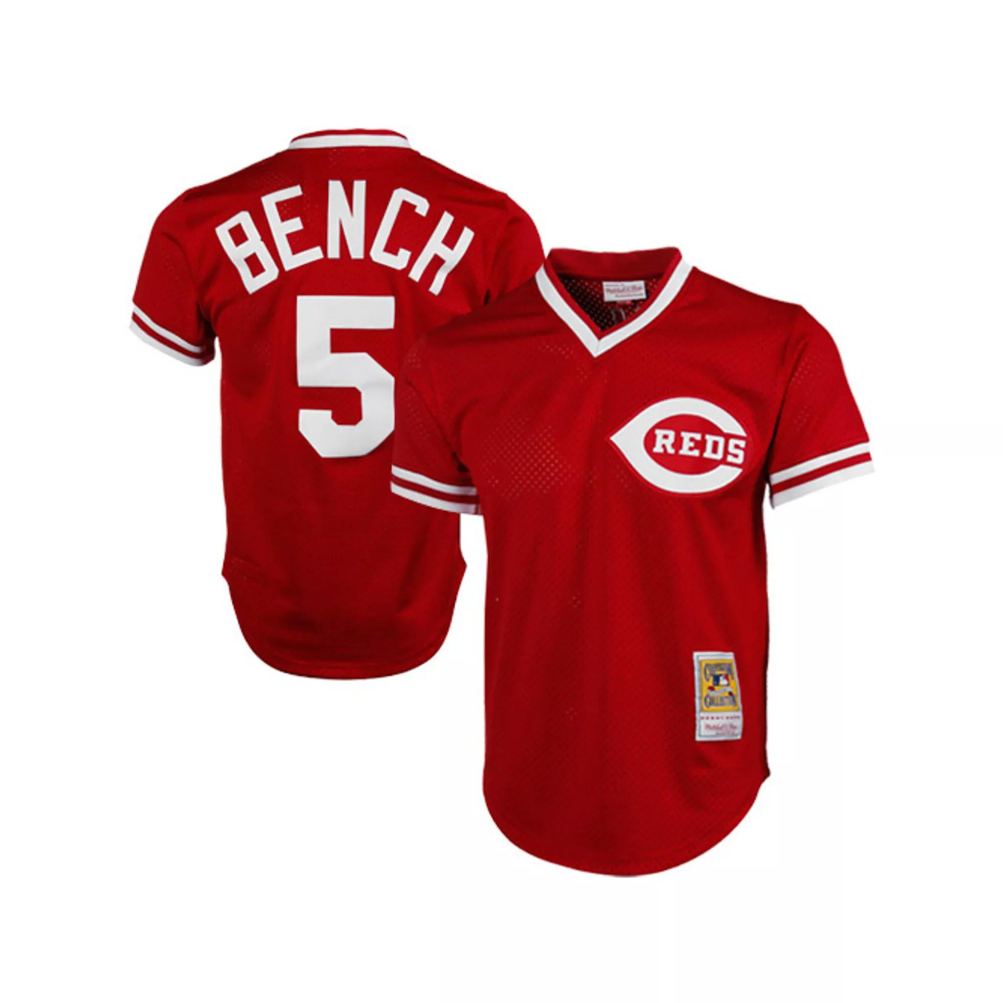 Men's Mitchell & Ness Johnny Bench Red Cincinnati Reds 1983 Authentic Cooperstown Collection Mesh Batting Practice Jersey, Size: 2XL, Red Red Product Image