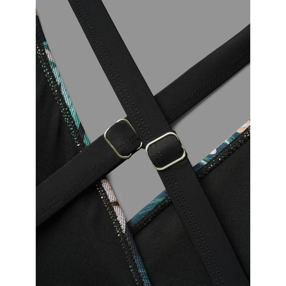 Plus Size Tropical Print Bust Defining Swim Dress Women's Swimwear Truegreen Beach Bodycon Overlap Collar High stretch Curve Swim Dresses BloomChic 22-24/3X Product Image