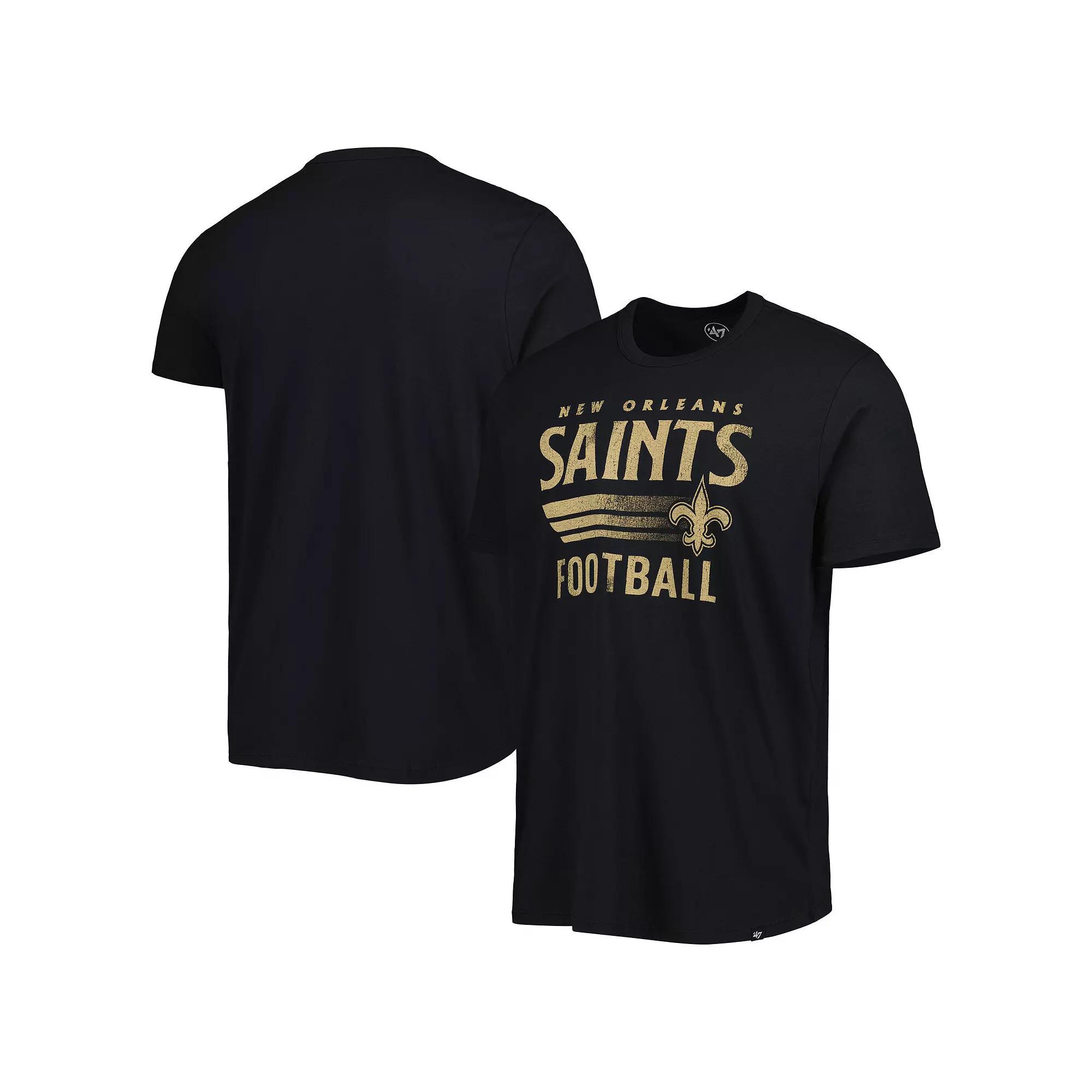 Men's '47 Black New Orleans Saints Wordmark Rider Franklin T-Shirt,  Product Image