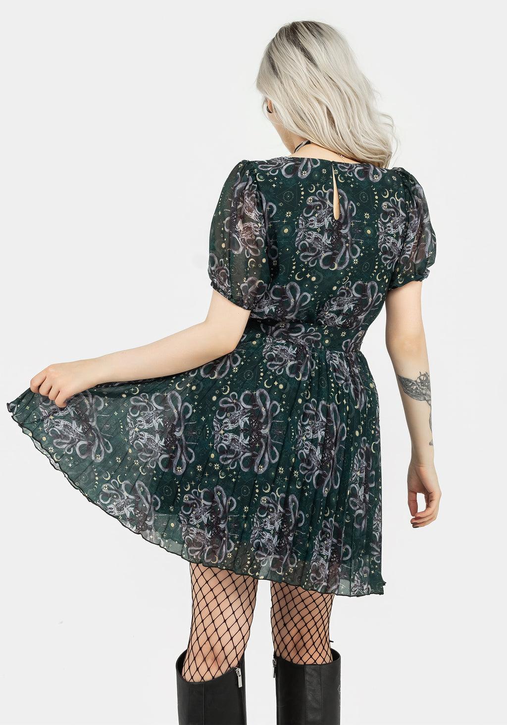Cailleach Puff Sleeve Pleated Mini Dress Product Image