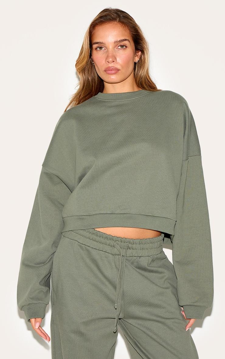 Olive Premium Boxy Sweatshirt Product Image
