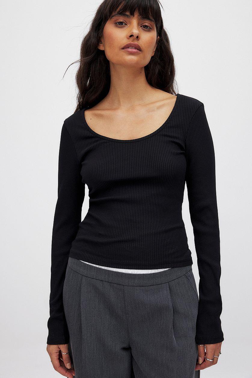 Scoop Neck Ribbed Top Product Image