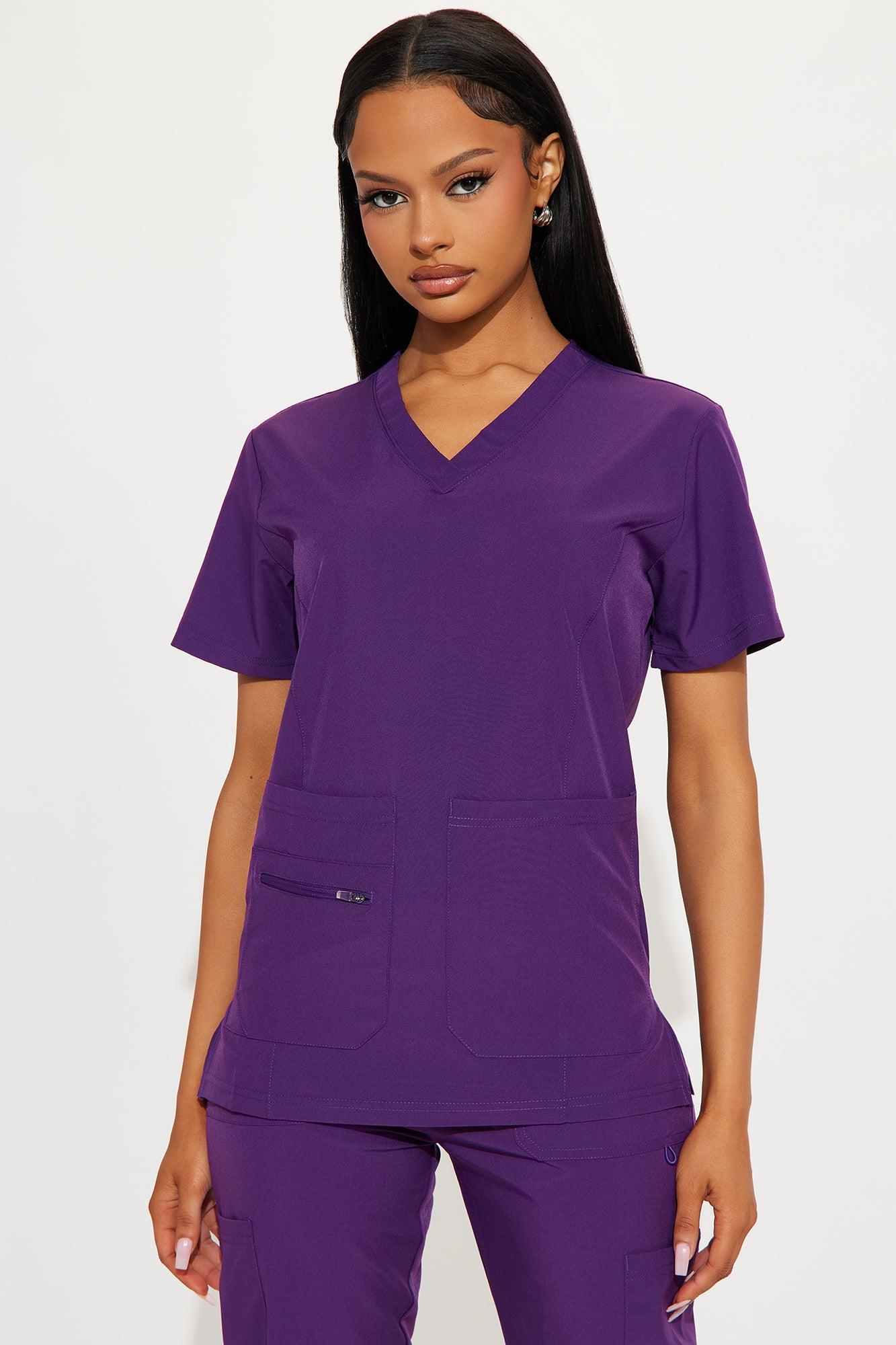 Essential 4 Way Stretch Scrub Uniform Jogger Set - Eggplant Product Image