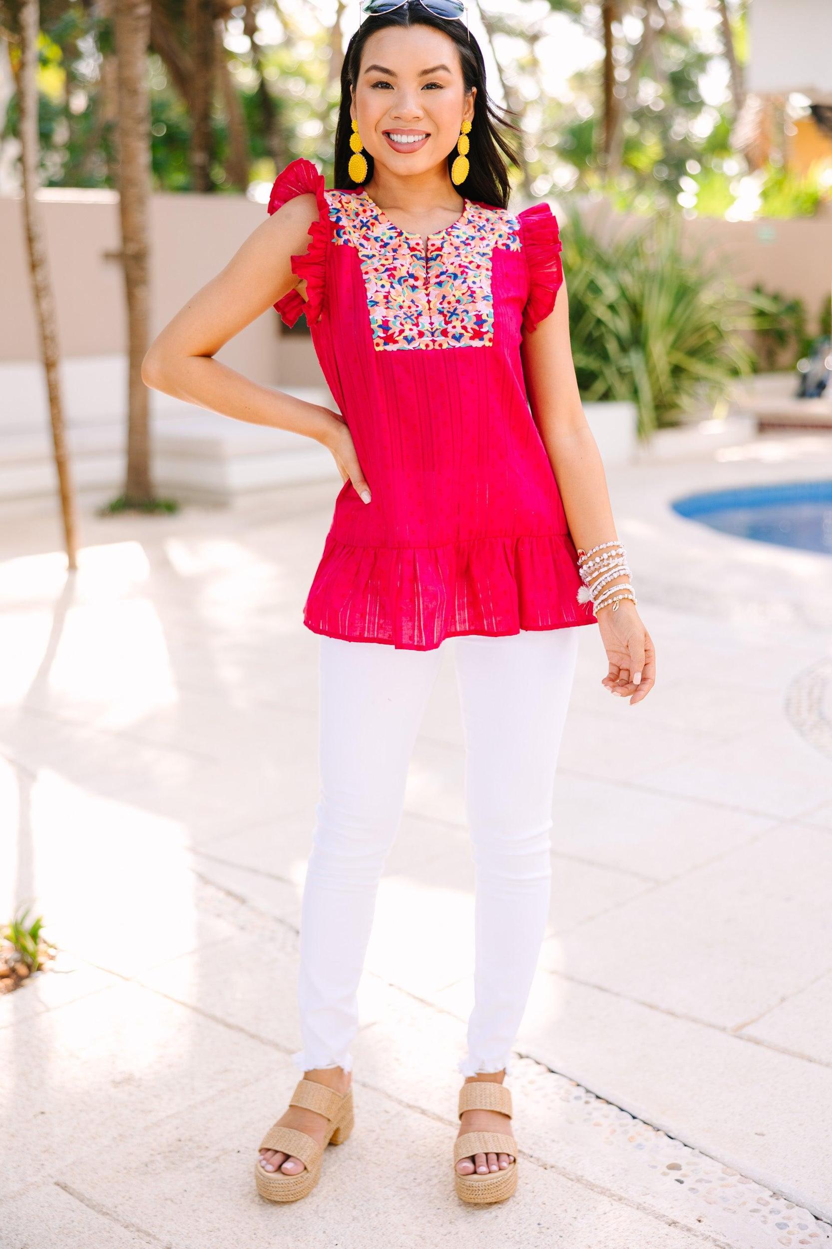 Be Seen Fuchsia Pink Embroidered Blouse Female Product Image