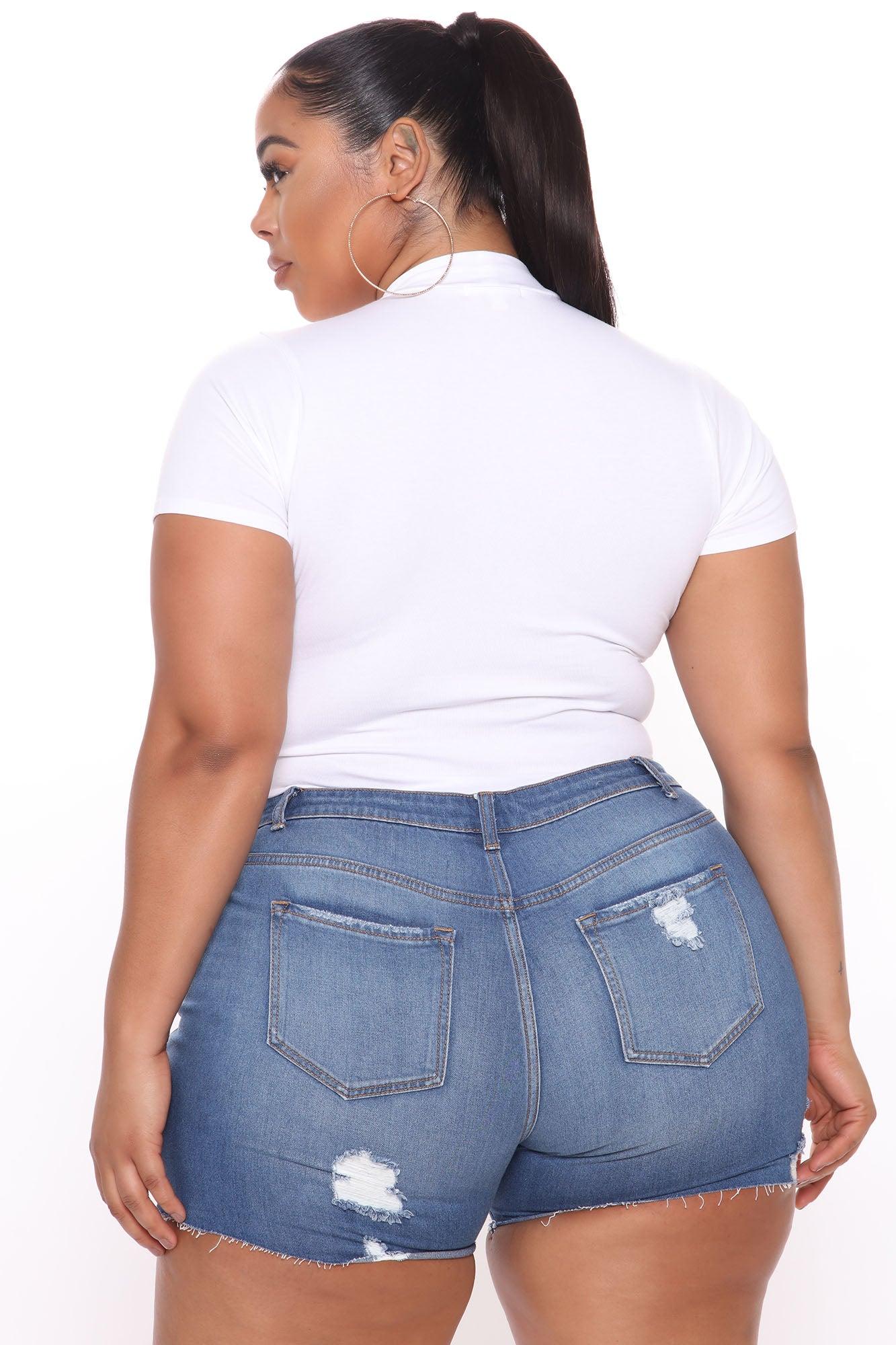 Basic Mock Neck Bodysuit - White Product Image