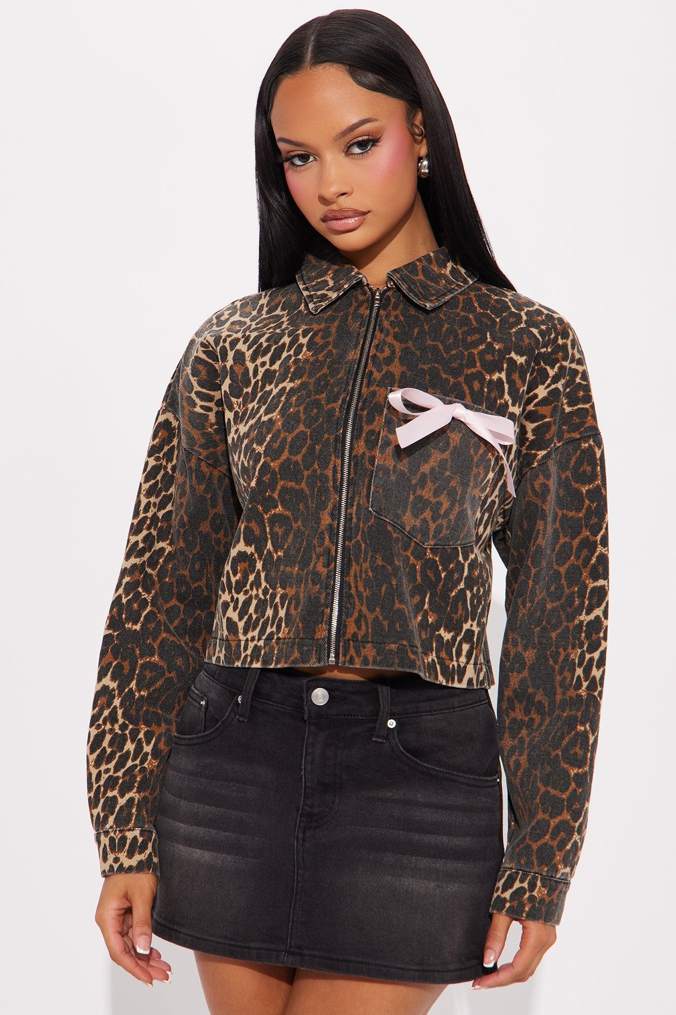 Alana Cheetah Denim Jacket - Brown/combo Female Product Image