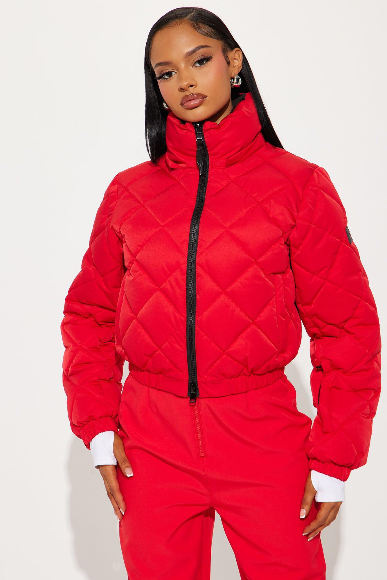 Snow Days Quilted Puffer Jacket - Red Product Image
