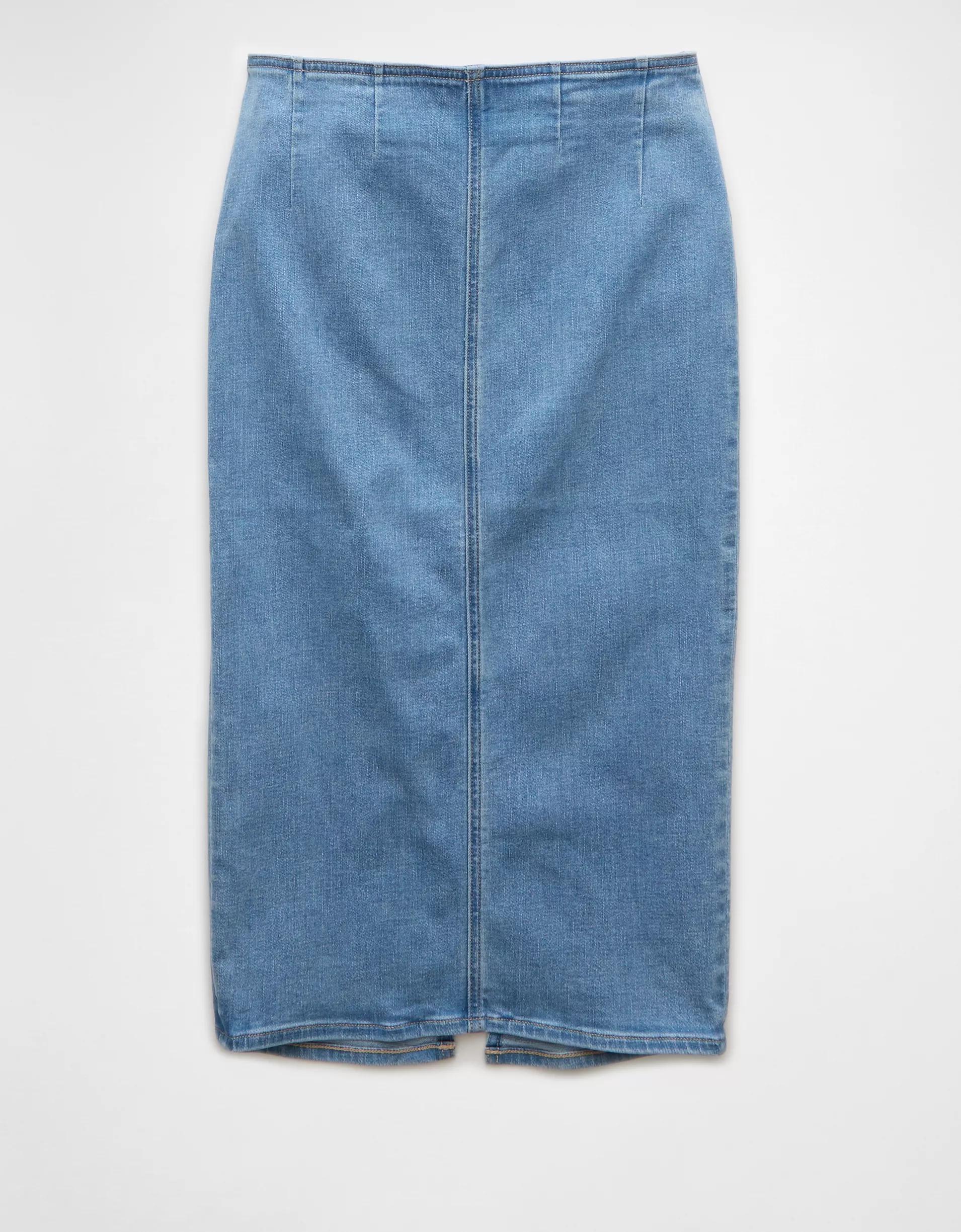 AE Next Level Highest Waist Denim Midi Skirt Product Image
