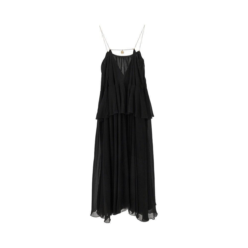CHLOÉ Open-back Embellished Tiered Silk-georgette Maxi Dress In Black Product Image