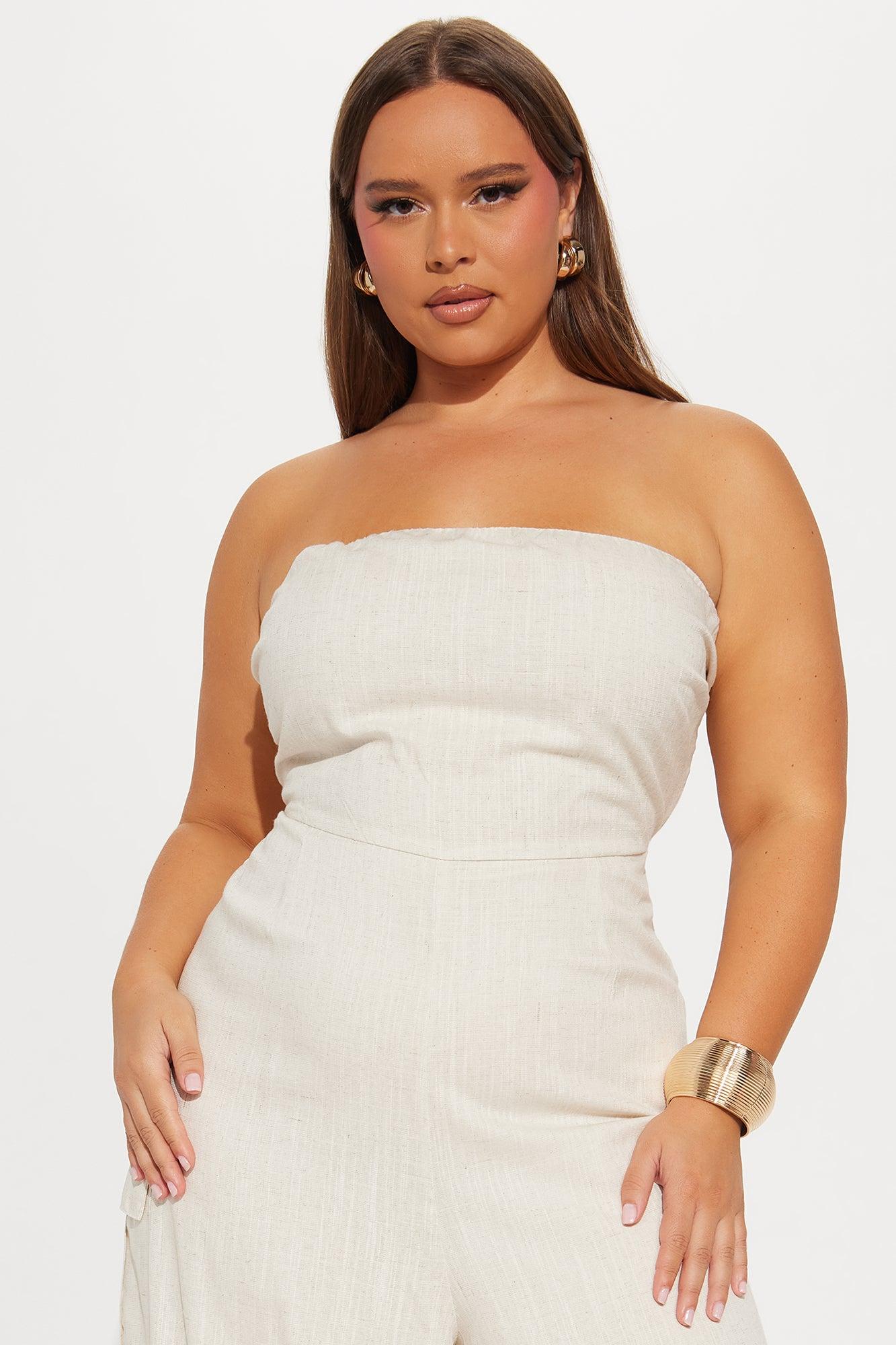 Sasha Linen Jumpsuit - Oatmeal Product Image