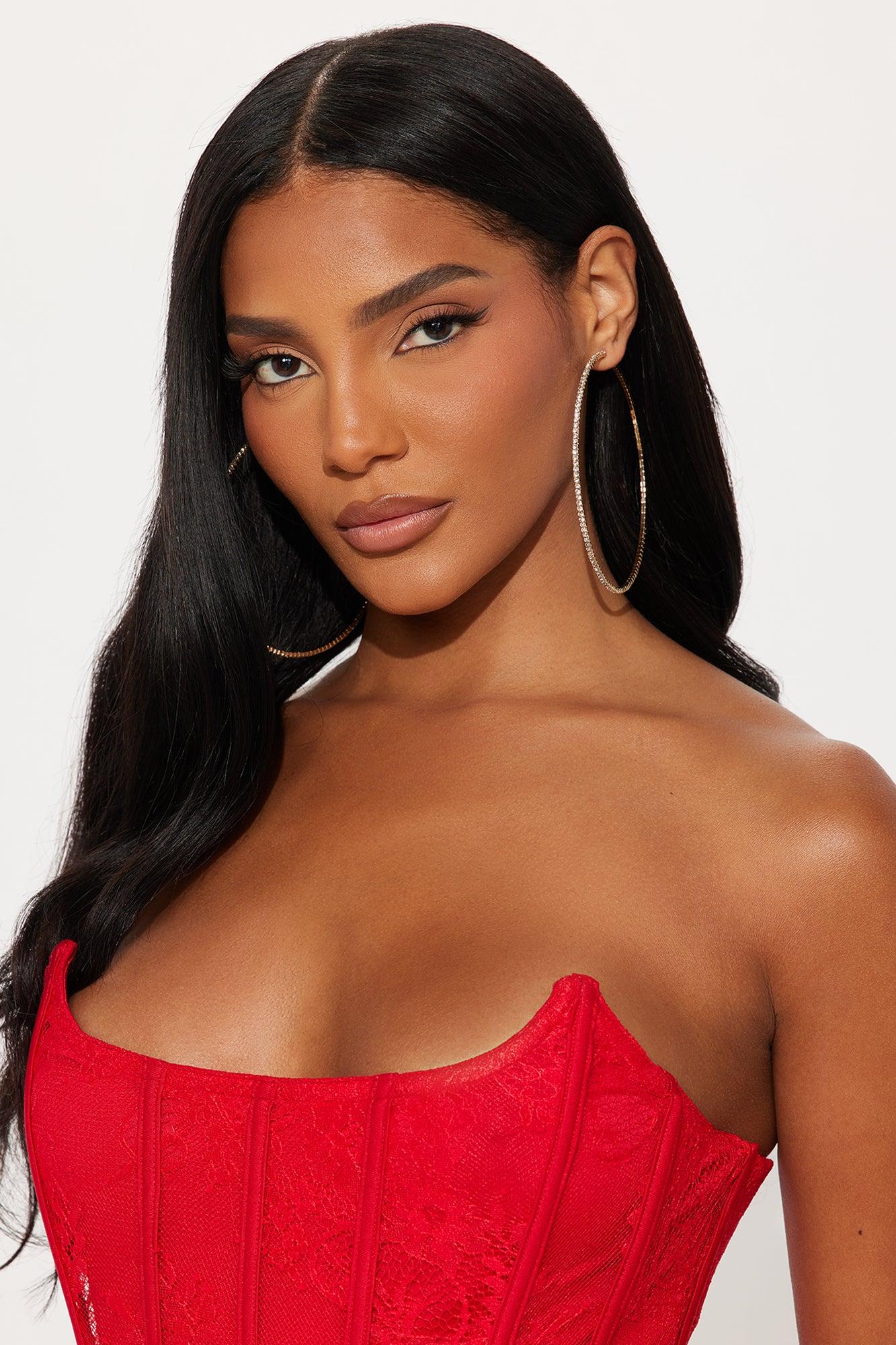 Dayna Rhinestone Hoop Earrings - Gold Female Product Image