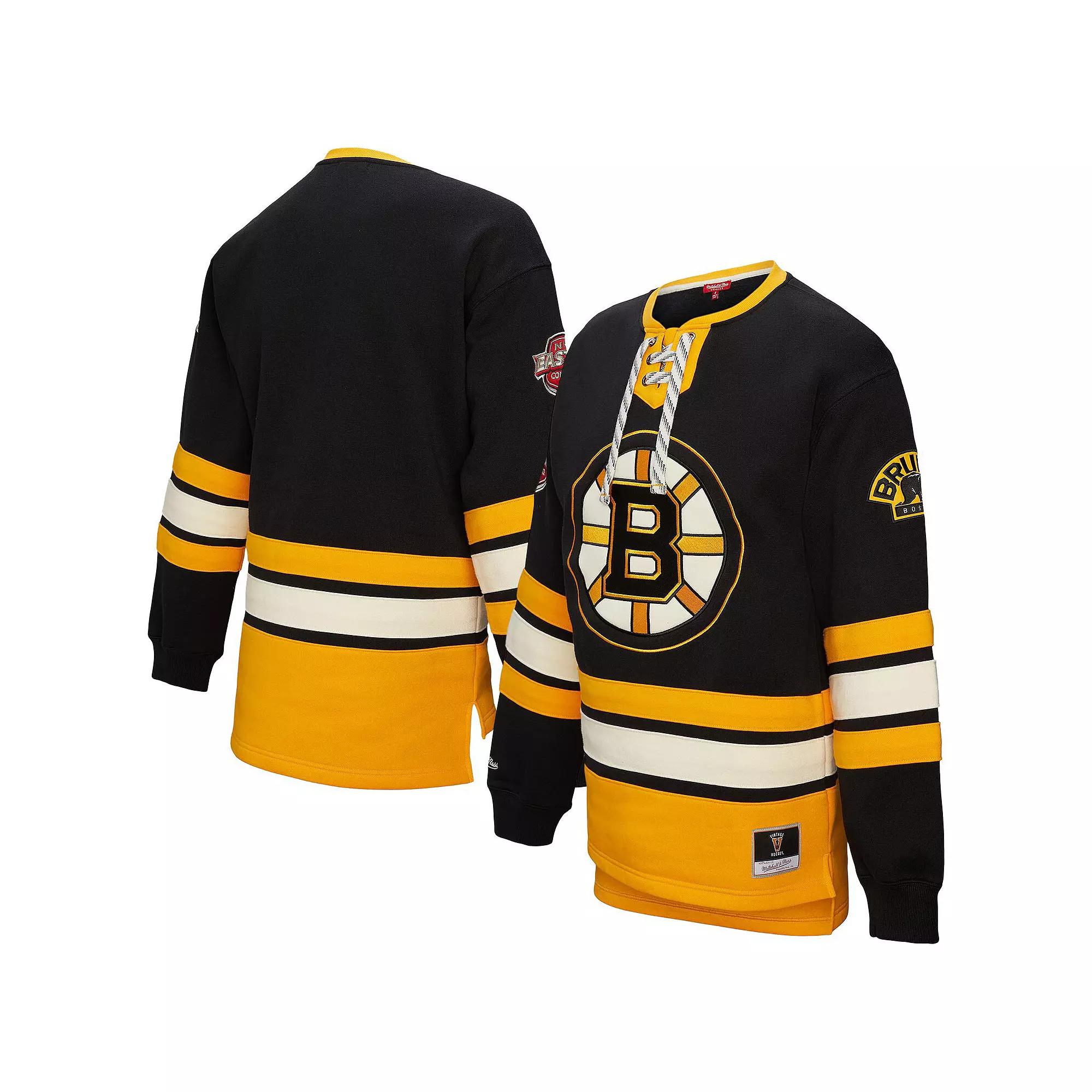 Women's Mitchell & Ness Black Boston Bruins Heritage Lace-Up Pullover Sweatshirt, Size: 2XL Product Image