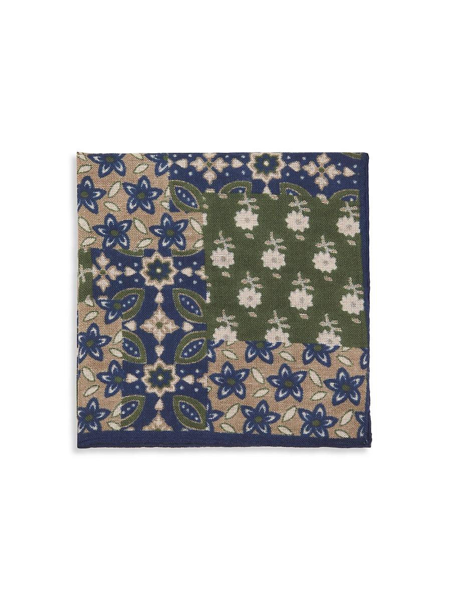 Mens Floral Wool-Silk Pocket Square Product Image