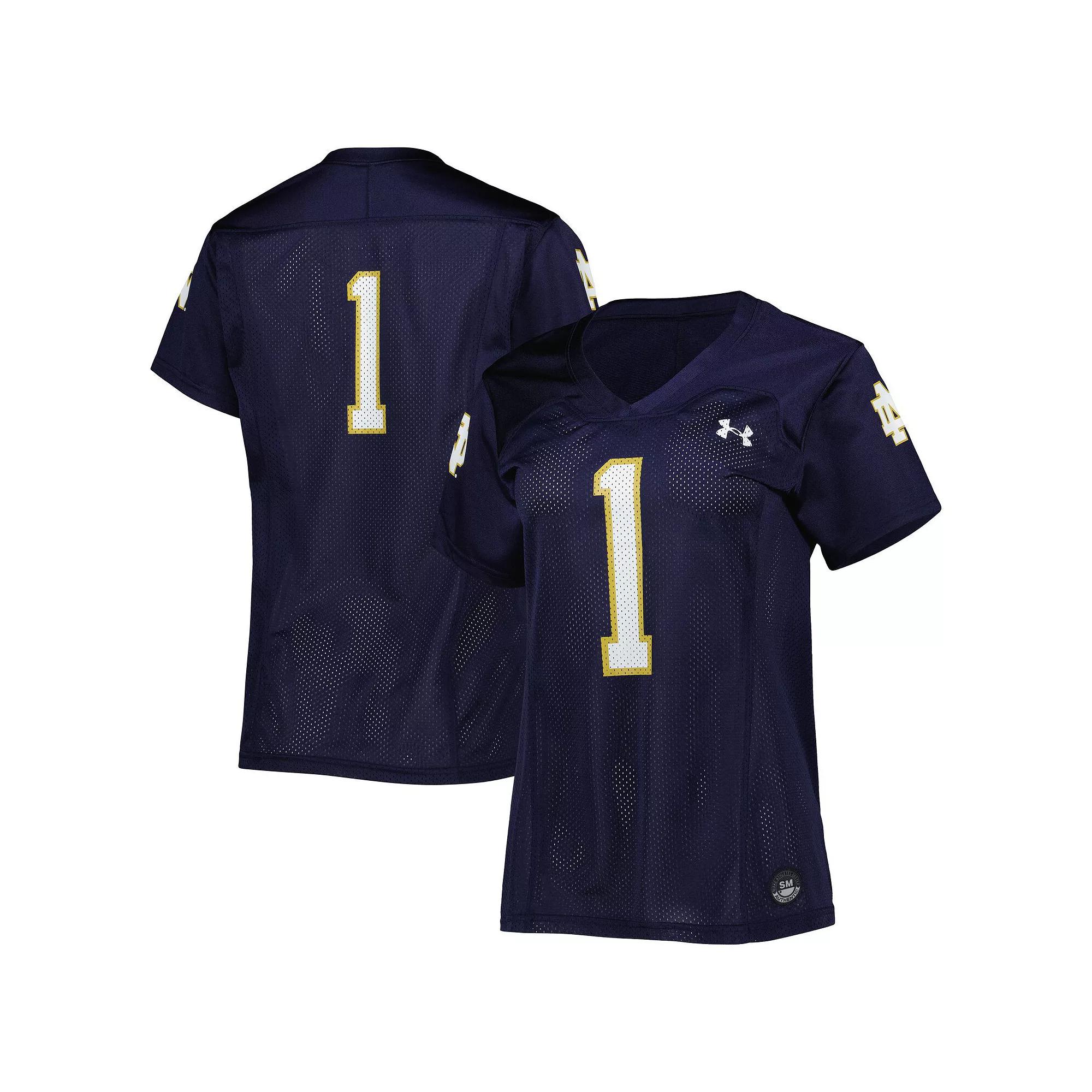 Women's Under Armour #1 Navy Notre Dame Fighting Irish Replica Football Jersey, Size: Small, Blue Product Image