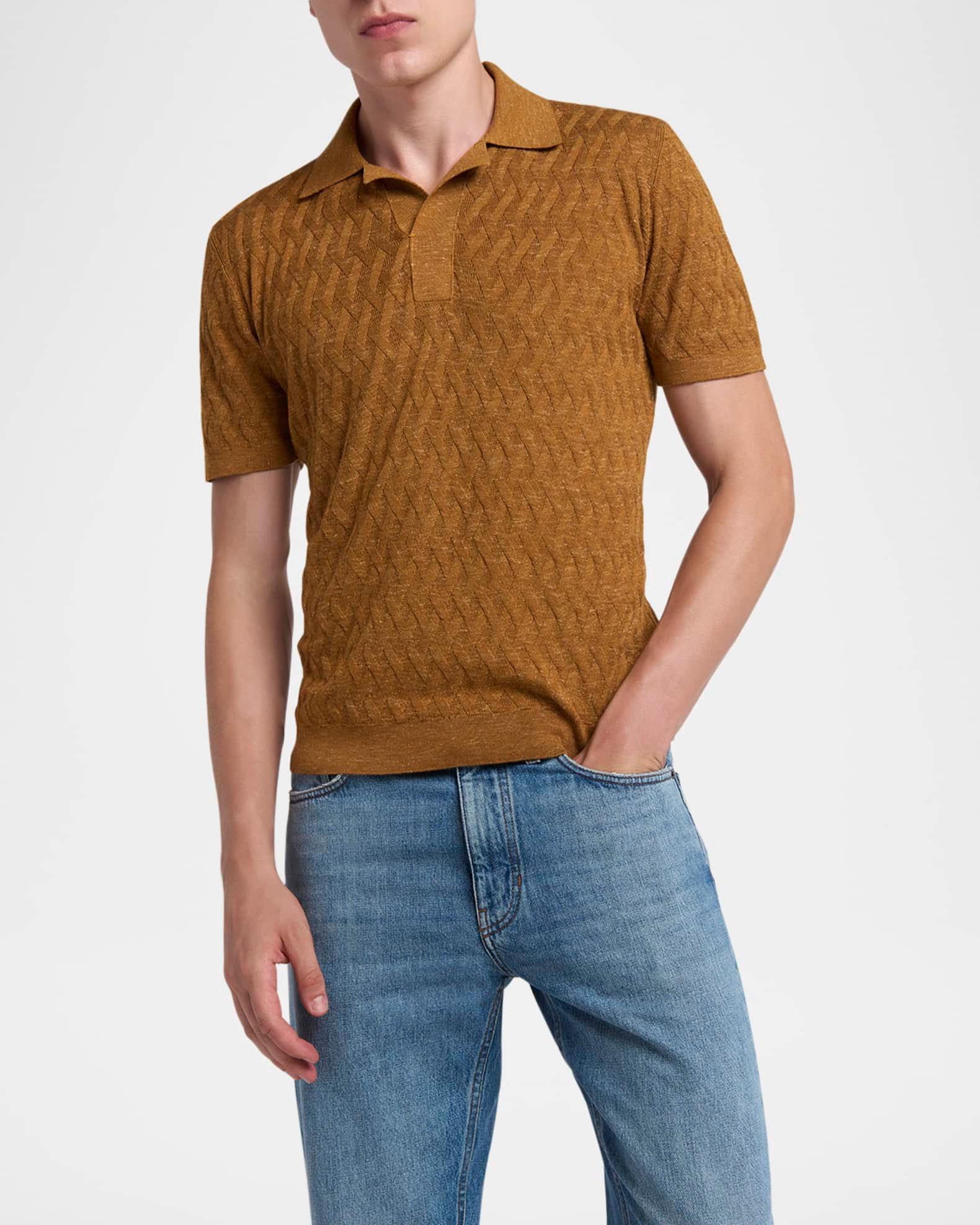 Men's Melange Diamond Mesh Polo Sweater Product Image