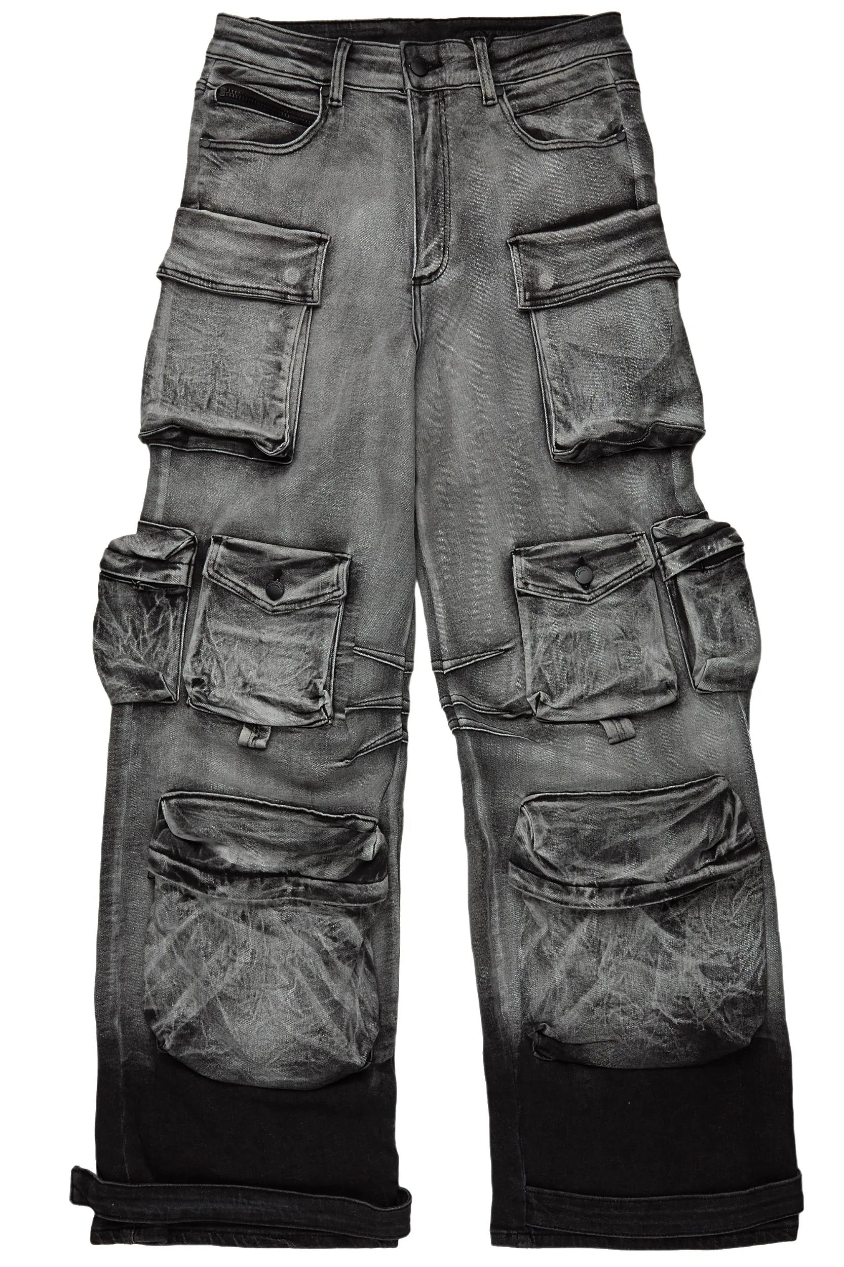 Mahesh Dark Grey Baggy Cargo Jean Male Product Image