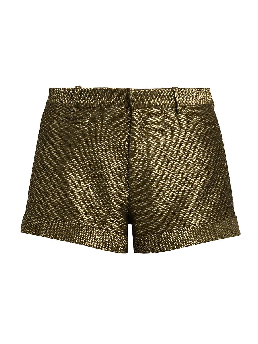 Womens Metallic Silk-Blend Boucle Shorts Product Image