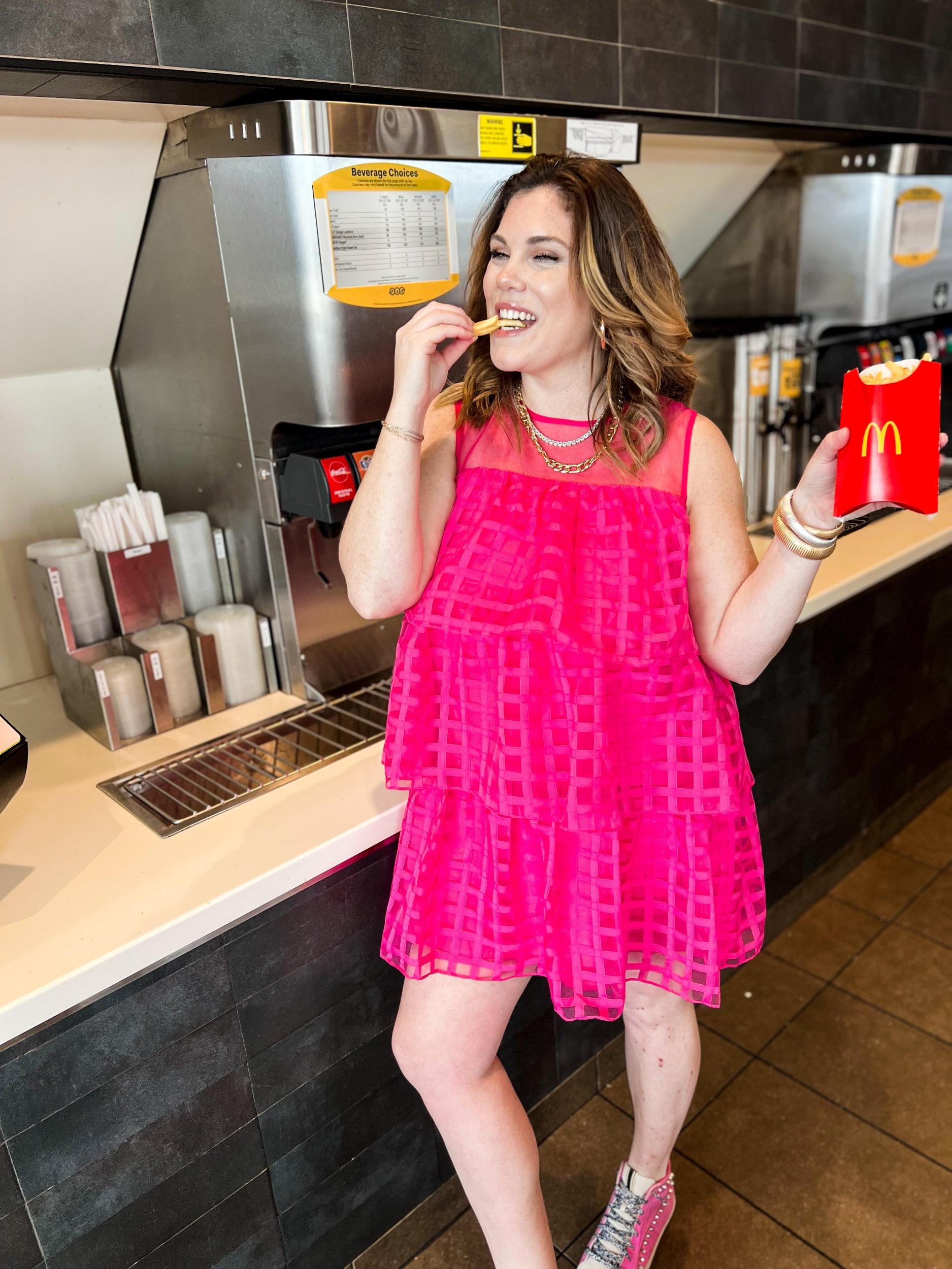 Molly Hot Pink Organza Dress Product Image