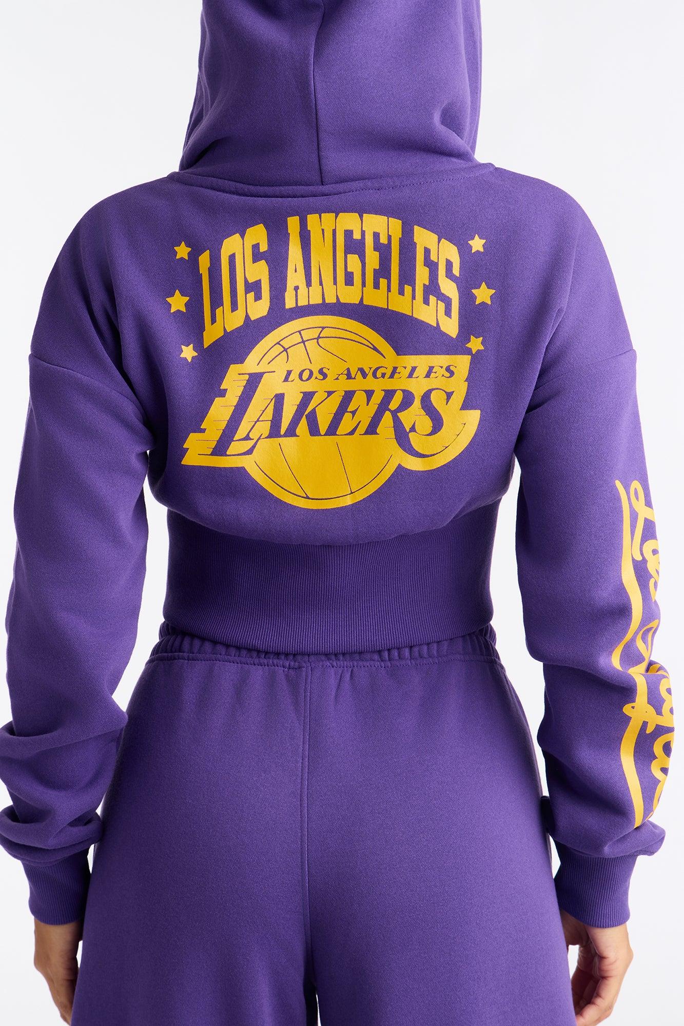 NBA LA Lakers Cropped Fleece Full Zip Hoodie - Purple Female Product Image