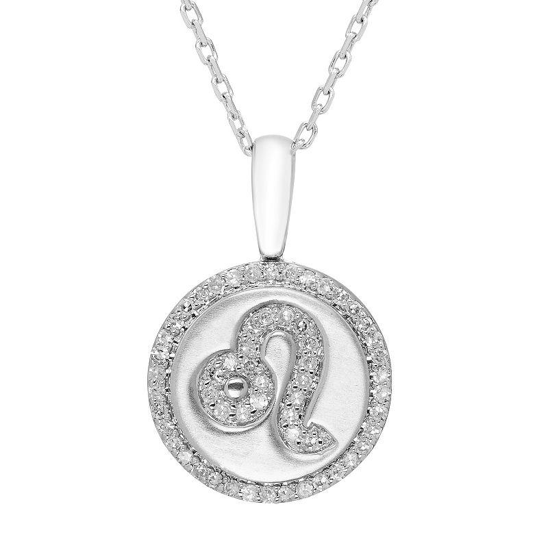 It's Personal Sterling Silver 1/6 Carat T.W. Diamond Zodiac Sign Necklace, Women's, Size: 16-18" ADJ, Cancer Product Image
