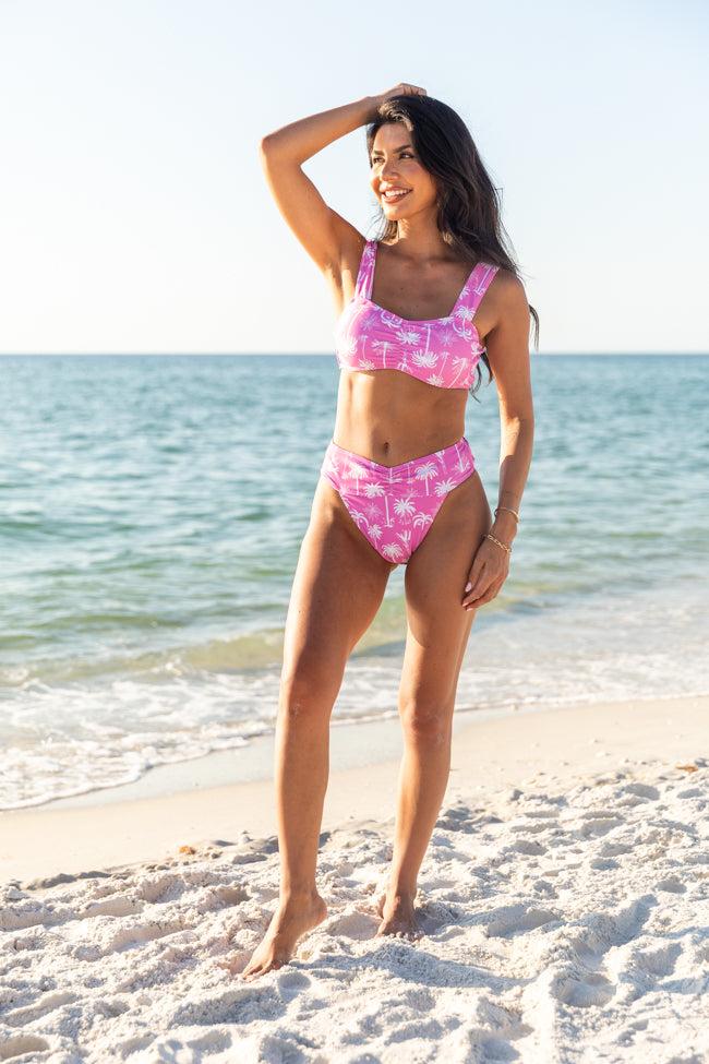 Palm Perfection Pink Bikini Top FINAL SALE Product Image