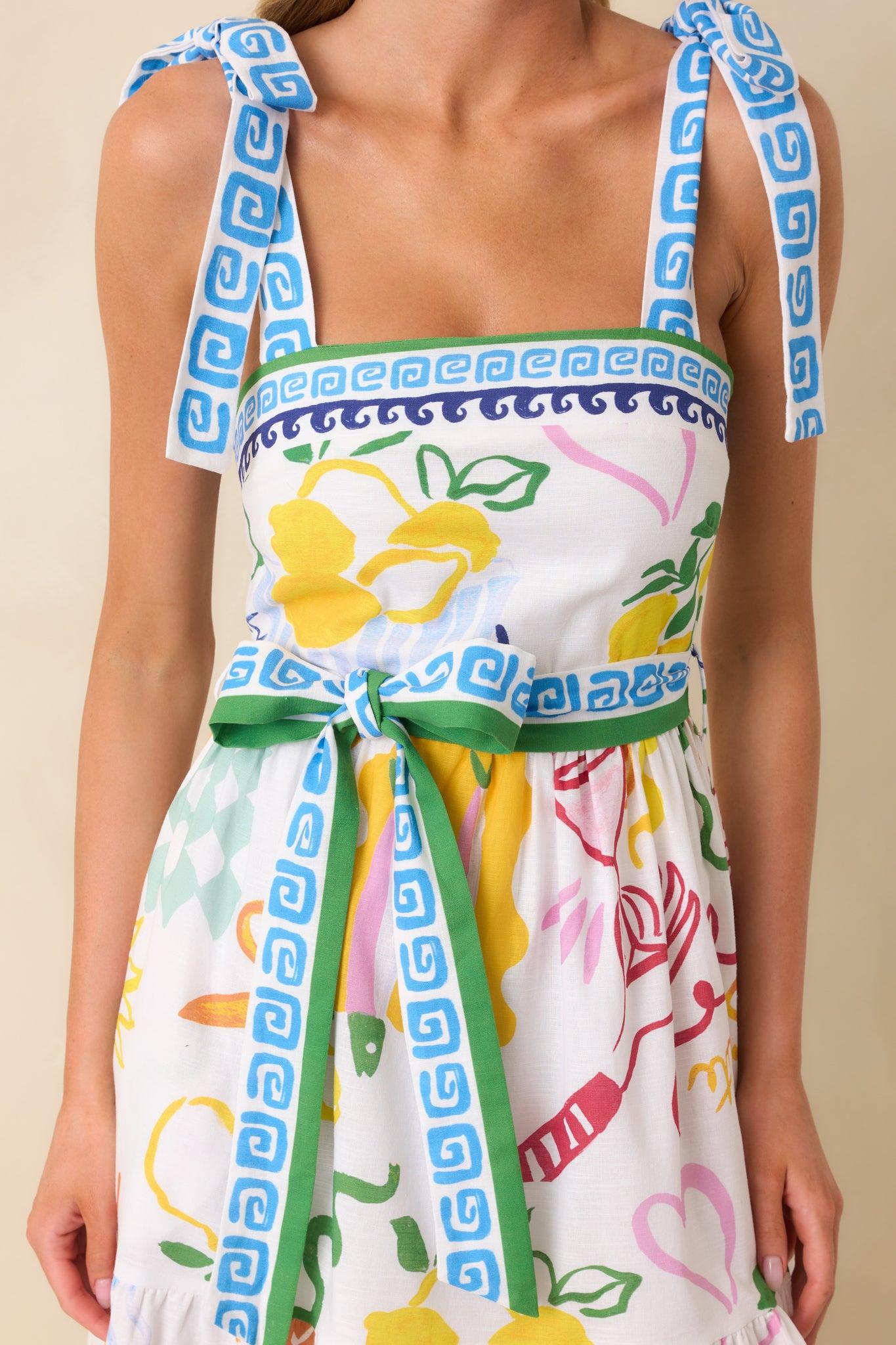 Prosperina Gemma Multi Print Linen Blend Maxi Dress Product Image