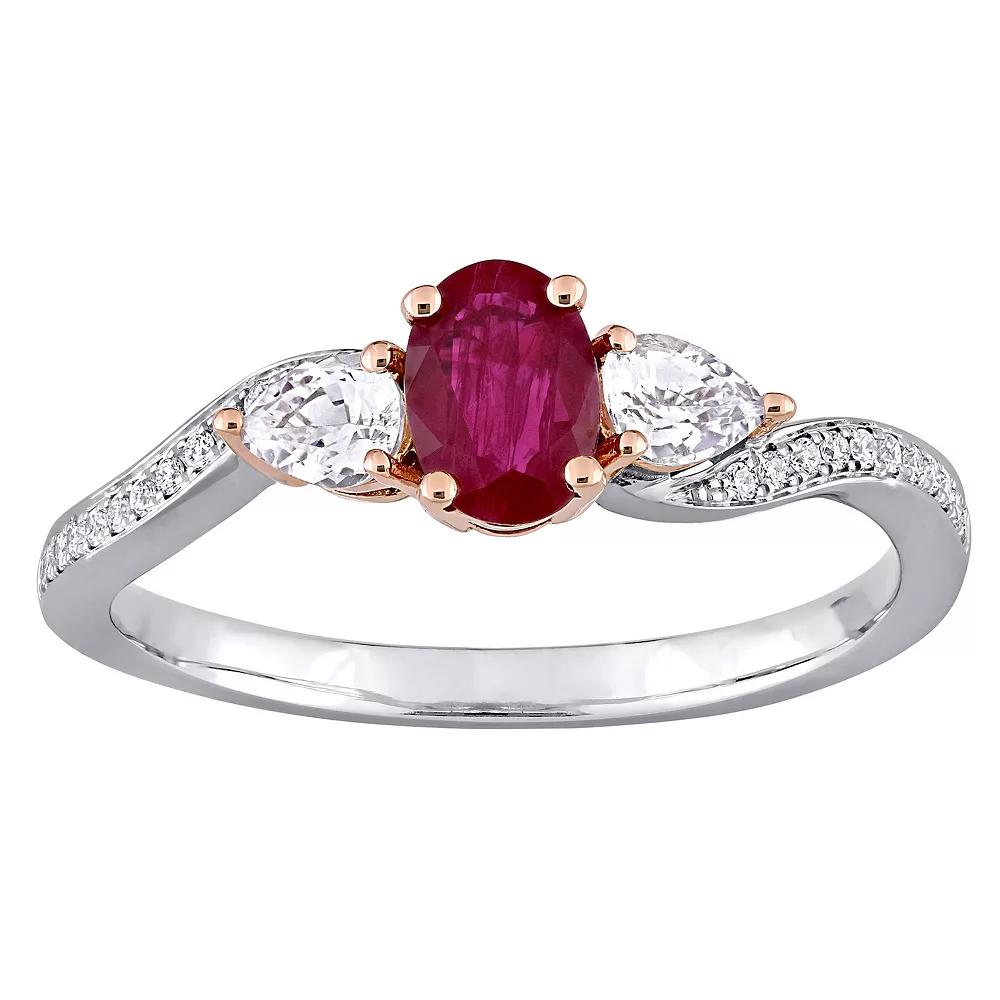 Stella Grace 14k Two Tone Gold Ruby, White Sapphire & Diamond Accent Ring, Women's,  Product Image