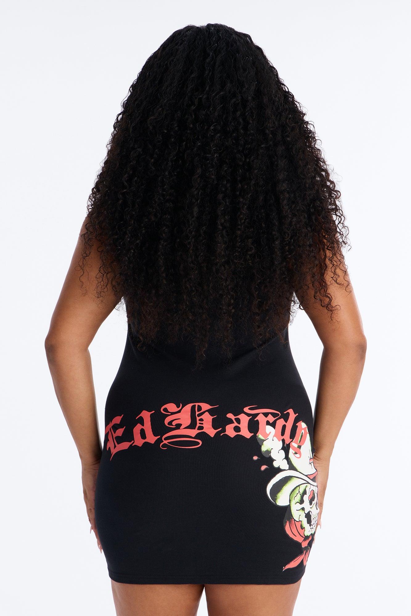 Ed Hardy Wild Horses Skull Tank Mini Dress - Black Female Product Image