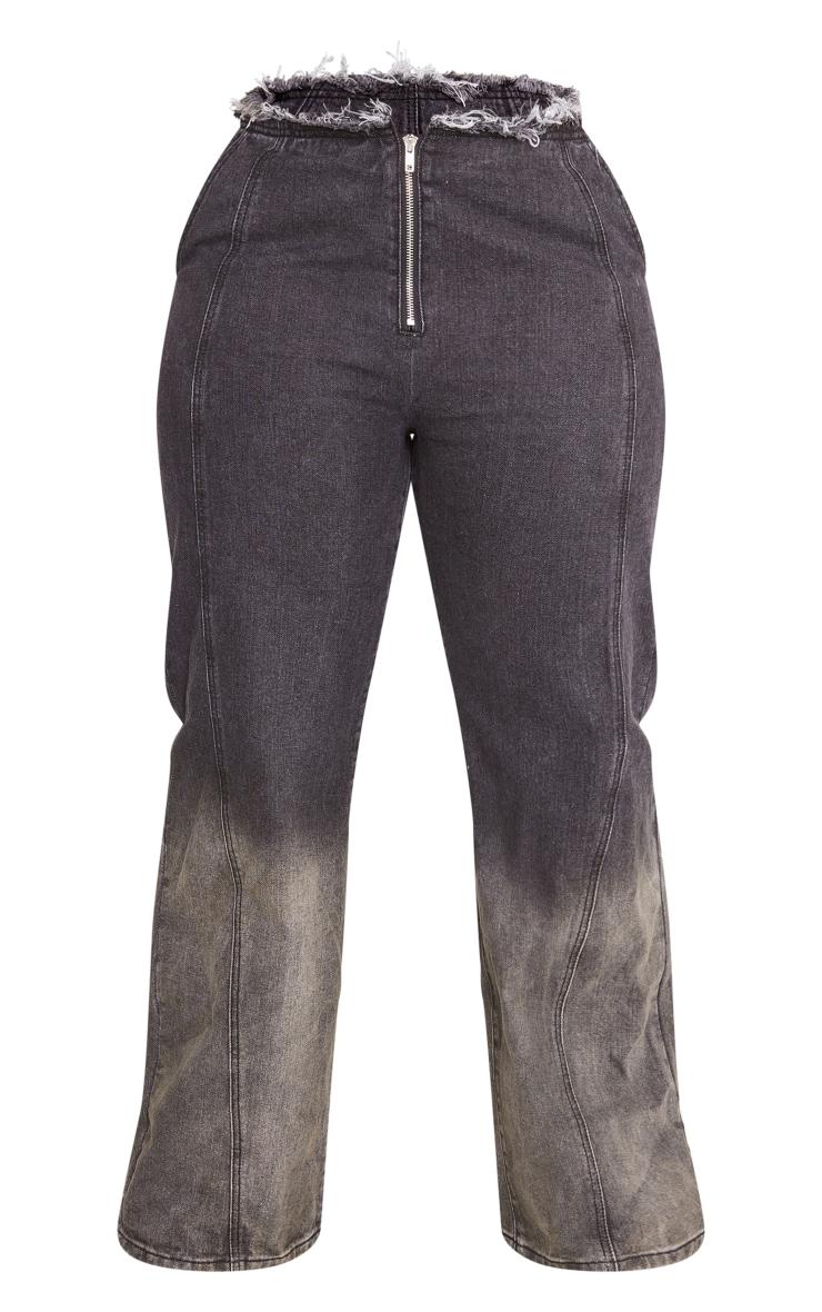 Plus Washed Black Zip Front Denim Jeans Product Image